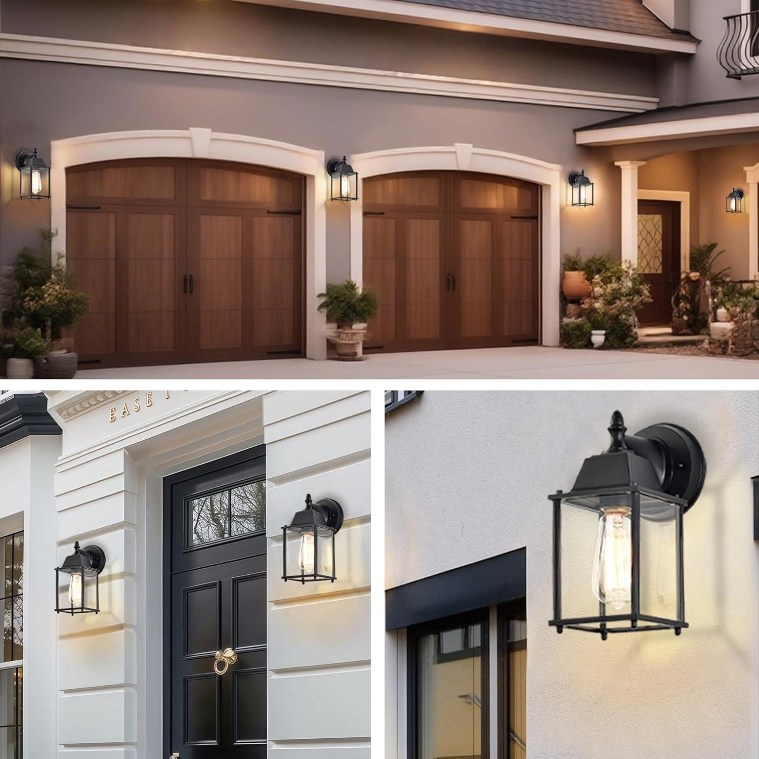 Outdoor Lights Fixtures Wall Sconce 2 Pack Black Porch Lights Outdoor Wall Lantern Decor Aluminum Anti-Rust Exterior Waterproof Outdoor Lights for House Patio Garage Front Door Entryway