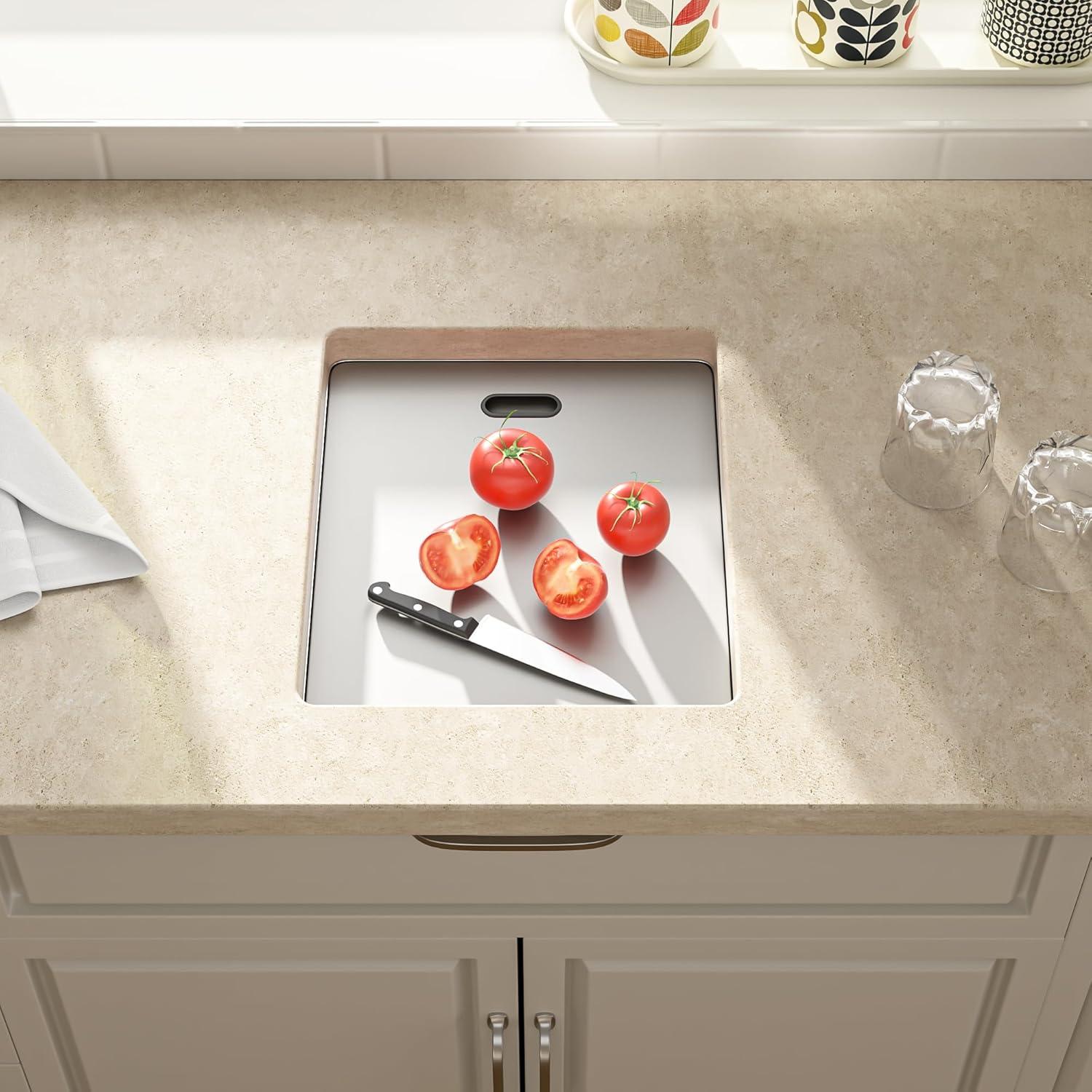 17" Stainless Steel Single Bowl Undermount Sink with Folding Faucet