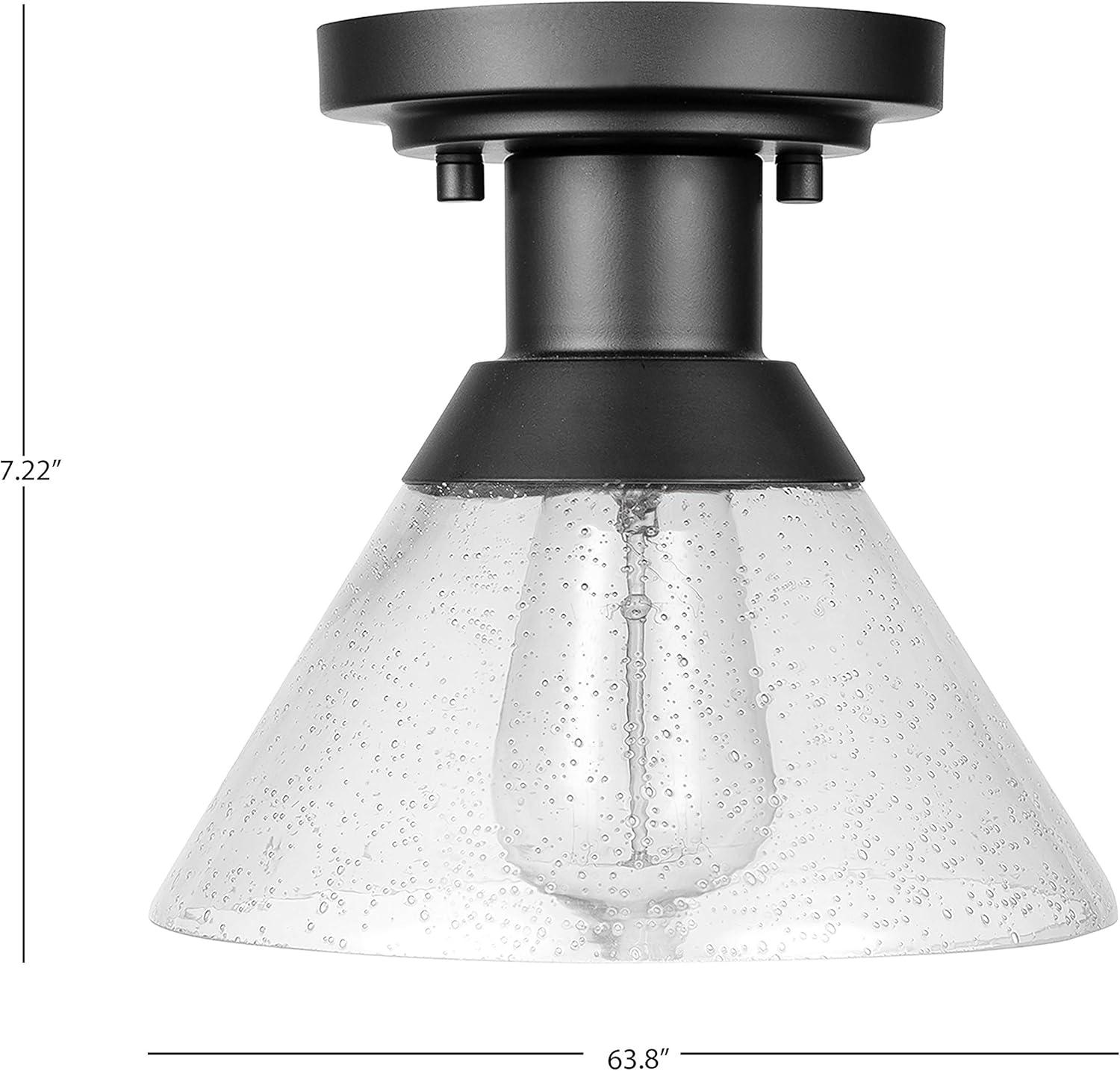 Globe Electric 1-Light Matte Black Outdoor Flush Mount with Clear Seeded Glass Shade, Bulb Included, 44621