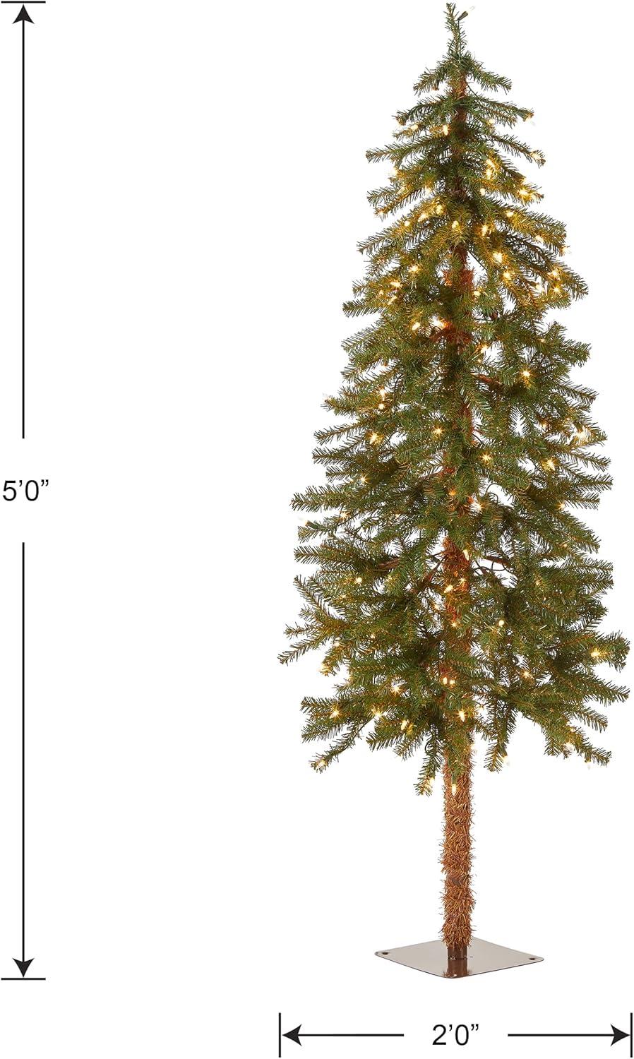 National Tree Company Pre-Lit Artificial Christmas Tree, Hickory Cedar, Green, Clear Lights, Includes Stand, 5 Feet