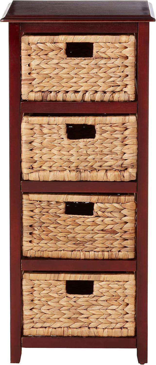 Espresso Four-Tier Storage Tower with Natural Baskets