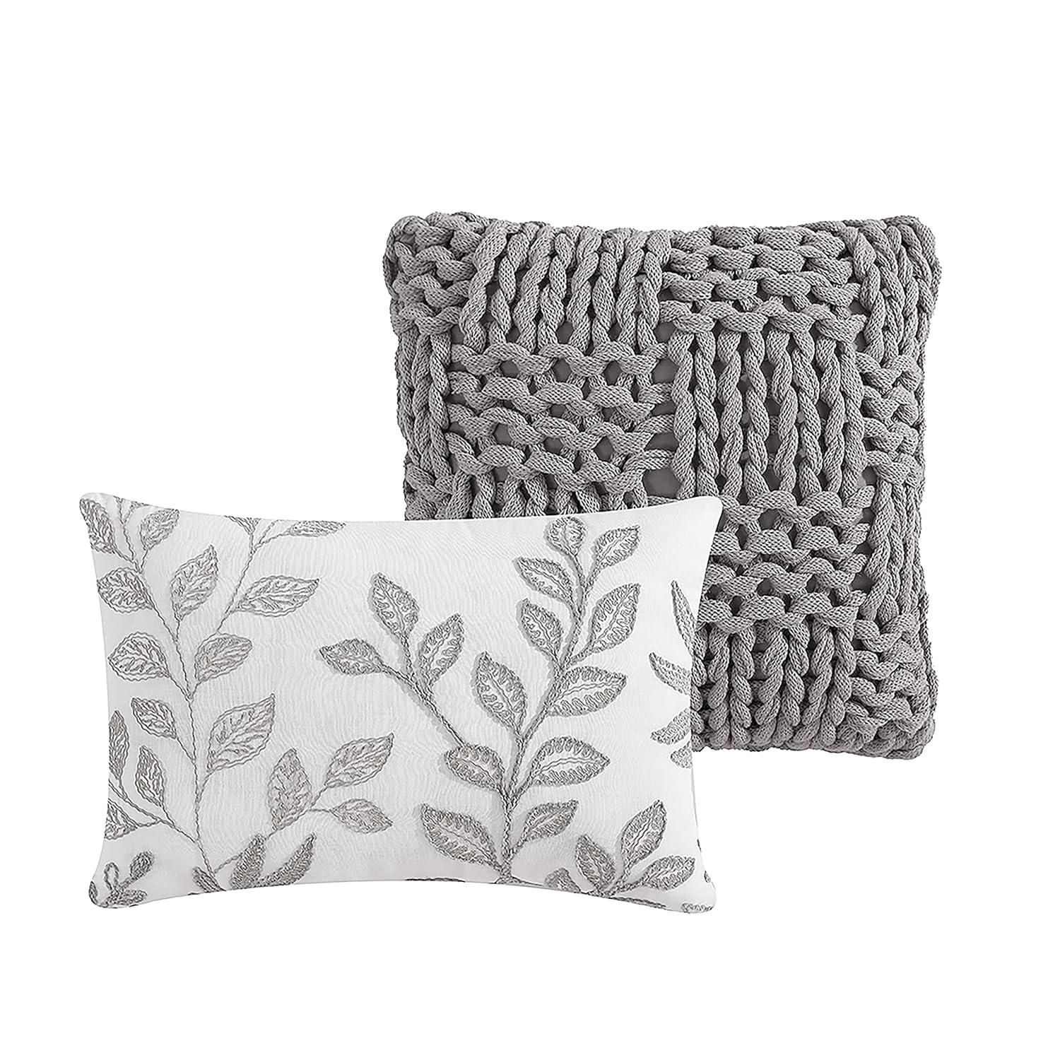 Riverbrook Home 6pc Queen Inverness Comforter Bedding Set Gray: Matelasse Design, Botanical Pattern, Includes Decorative Pillows