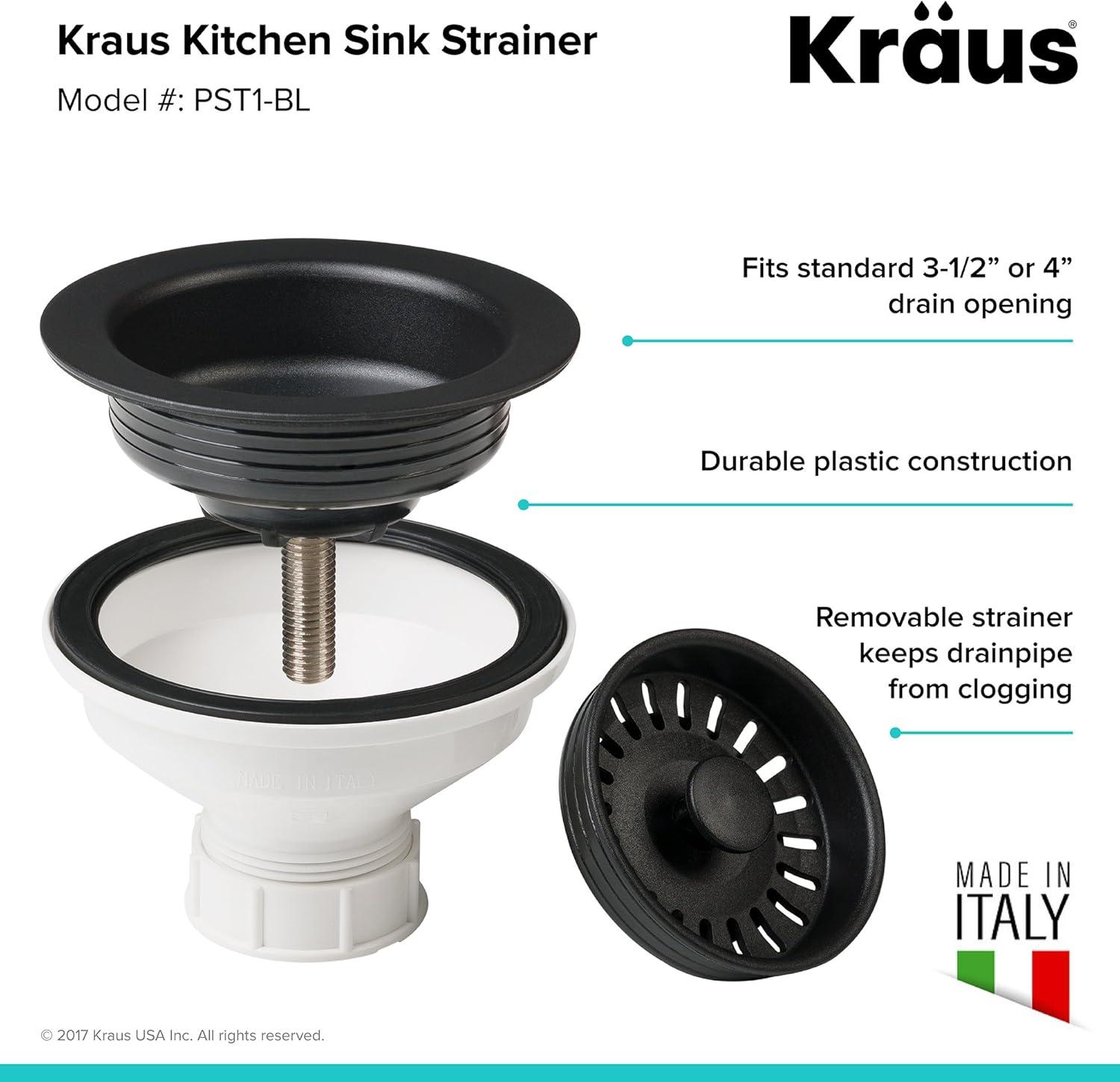 KRAUS Quarza™ 25" L Dual Mount Single Bowl Granite Kitchen Sink and Strainer