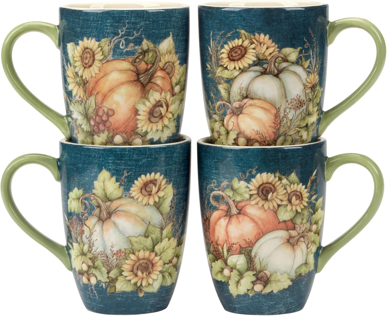 Autumn Breeze Ceramic Fall-Themed 20oz Mugs Set of 4