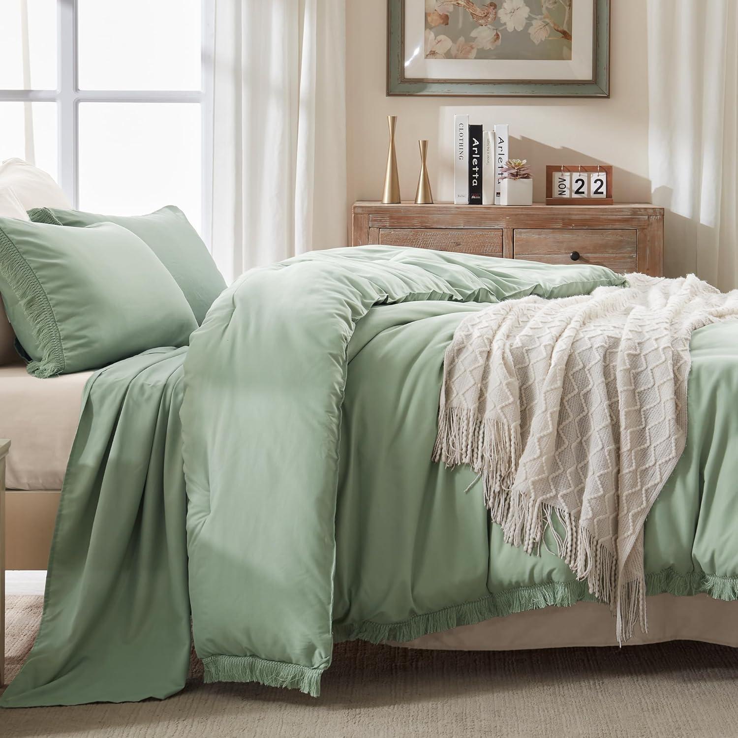 Solid Bedding Set Sage Green - 3 Piece - California King