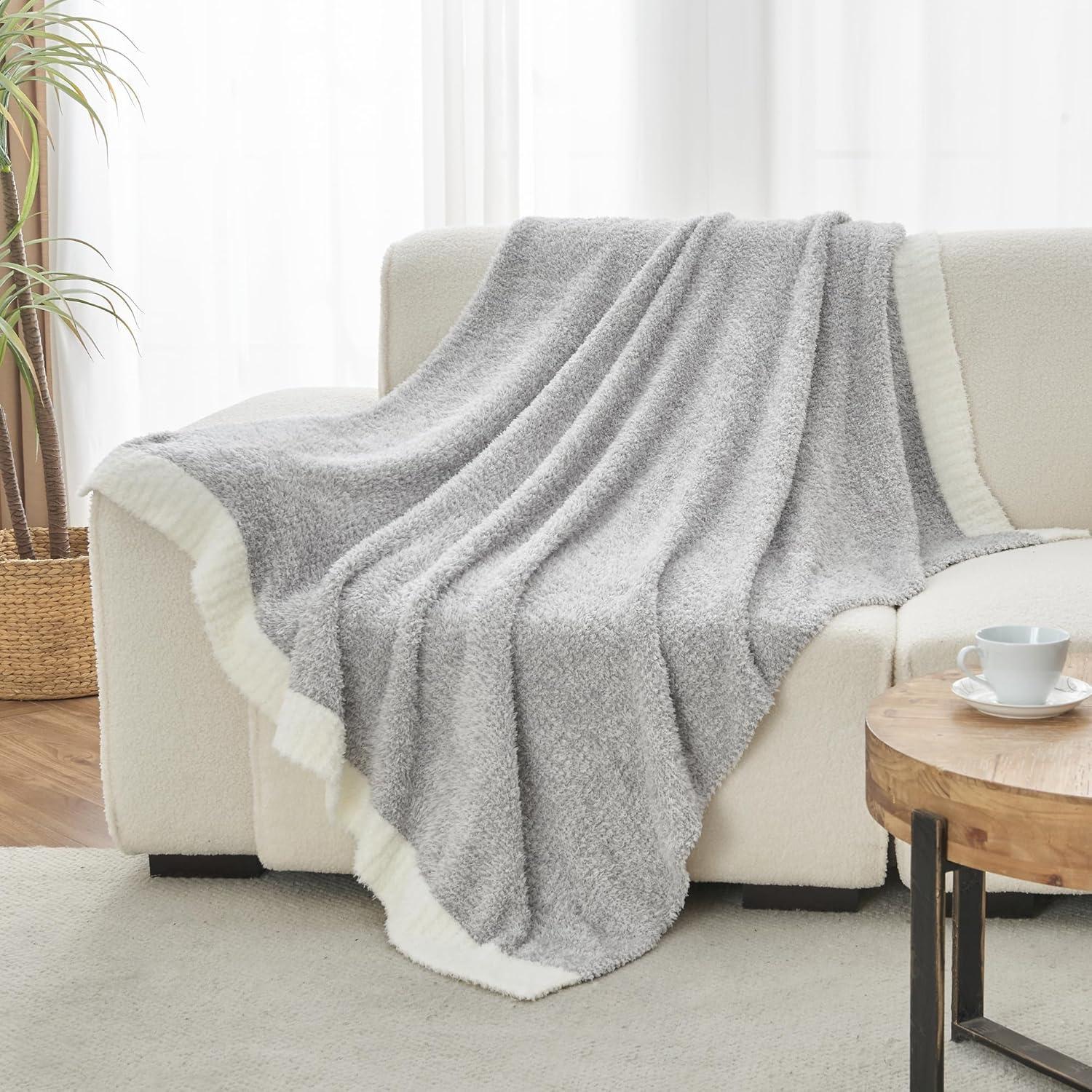 Heather Grey Sherpa Fleece Cozy Throw Blanket 50"x60"