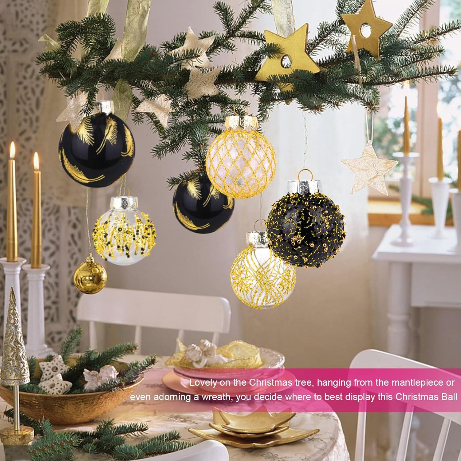 Christmas JoyMoreHome 25Pcs Christmas Tree Ball Ornaments 2.36" Red White Shatterproof Hanging Christmas Ball Ornaments for Xmas New Year Birthday Home Party Supplies