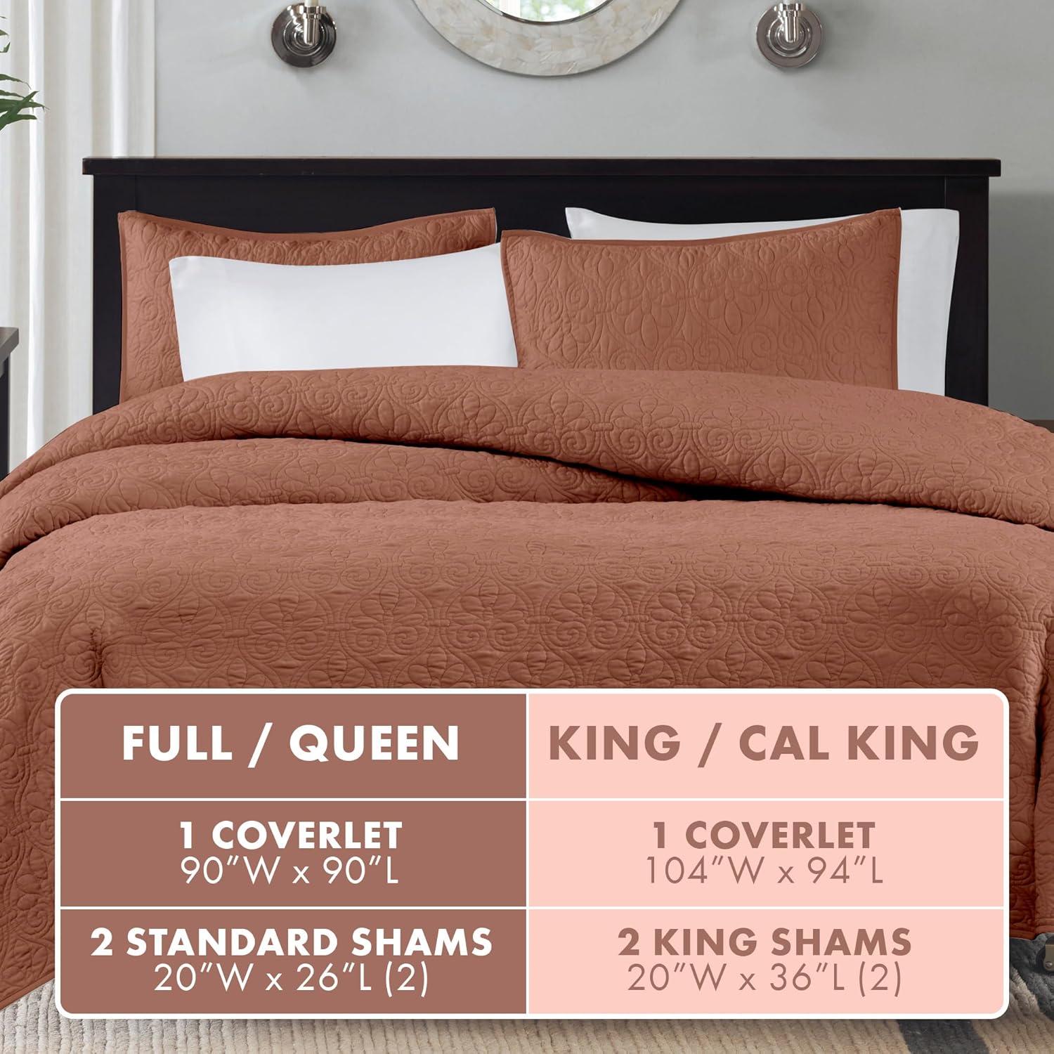 Madison Park 3pc Full/Queen Vancouver Reversible Quilt Set Clay Pink