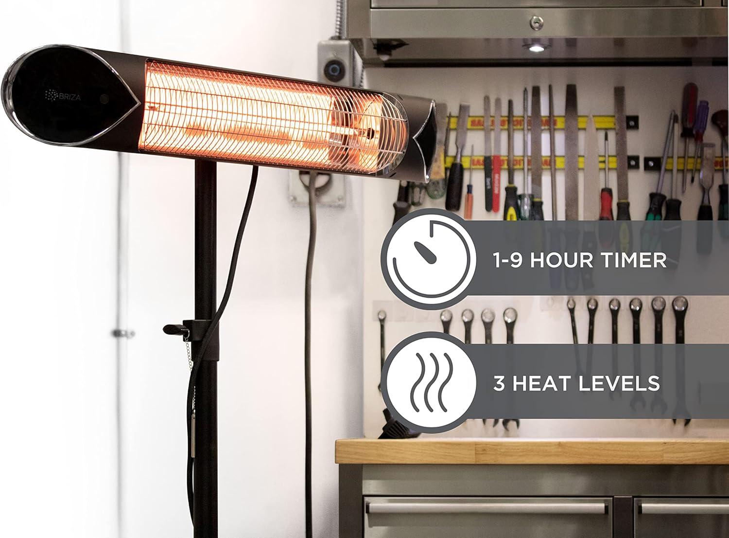 Briza Patio Heater, Large Infrared Patio Heater for Indoor and Outdoor use, 1500Watt, Mount to Ceiling/Wall