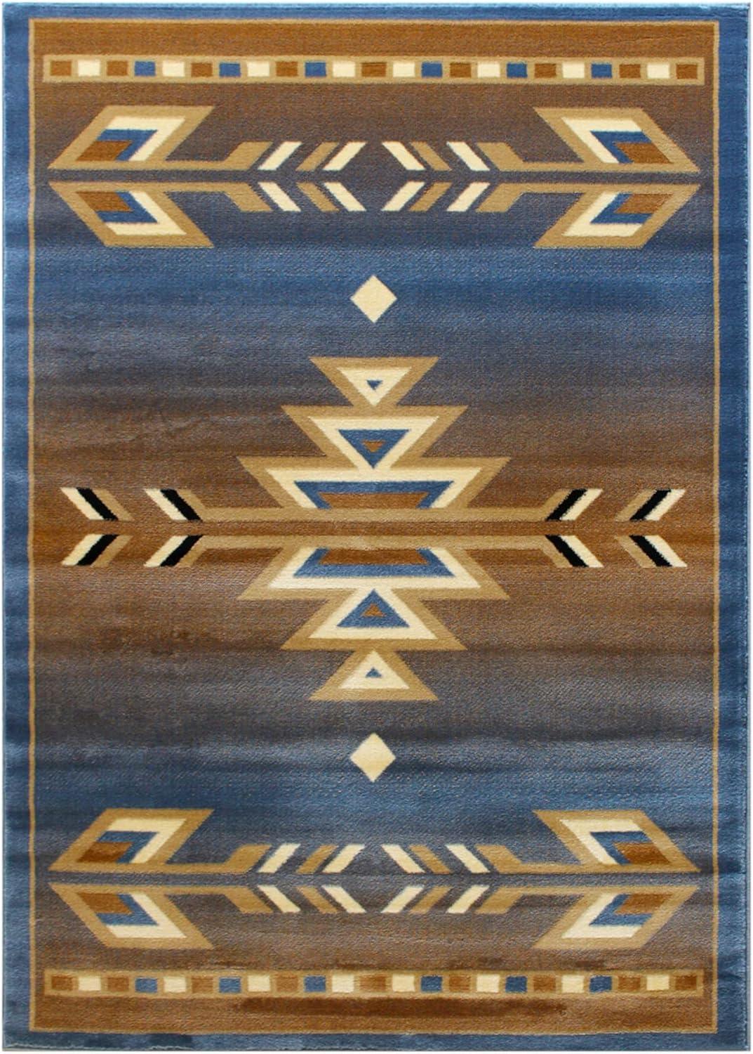 Southwestern Blue Geometric 8' x 10' Synthetic Area Rug