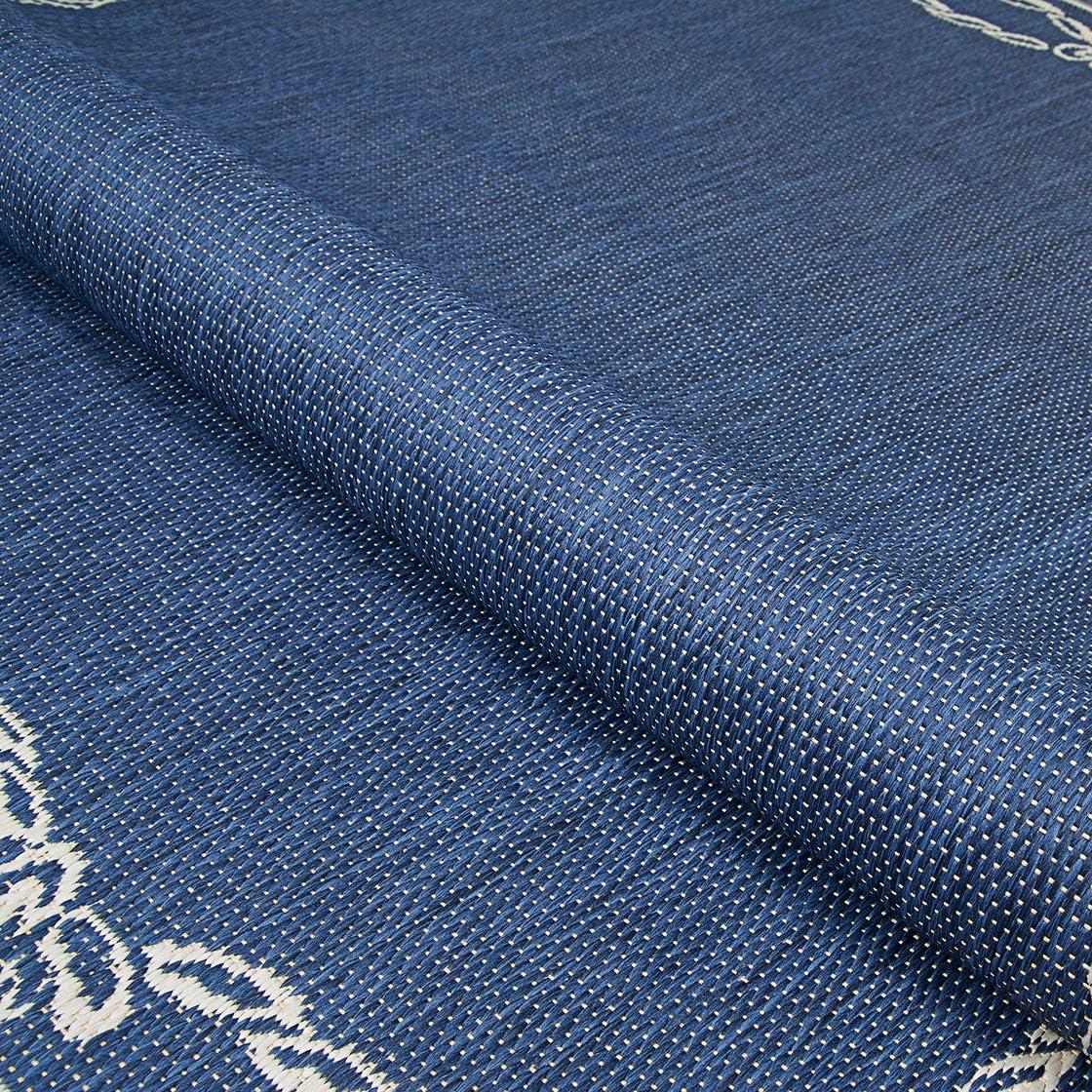 Indigo and Ivory Rope Knot Flat Woven Runner Rug 2'3" x 7'10"