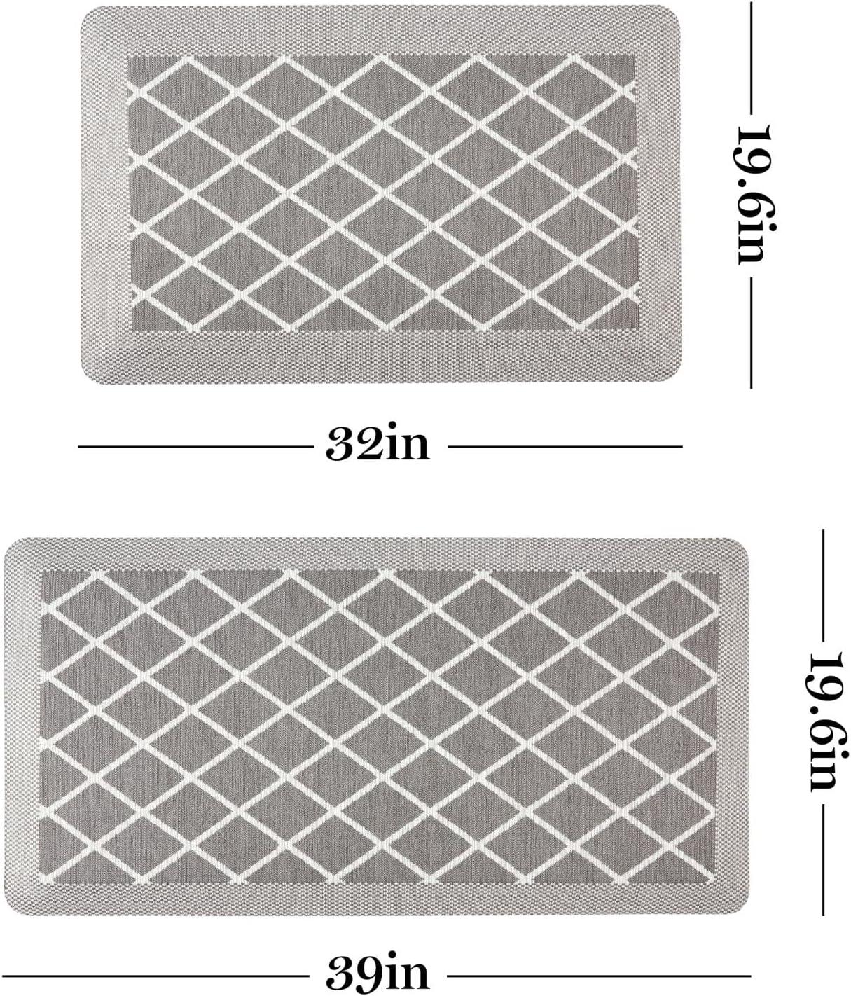 Gray Trellis Memory Foam Anti-Fatigue Kitchen Mat