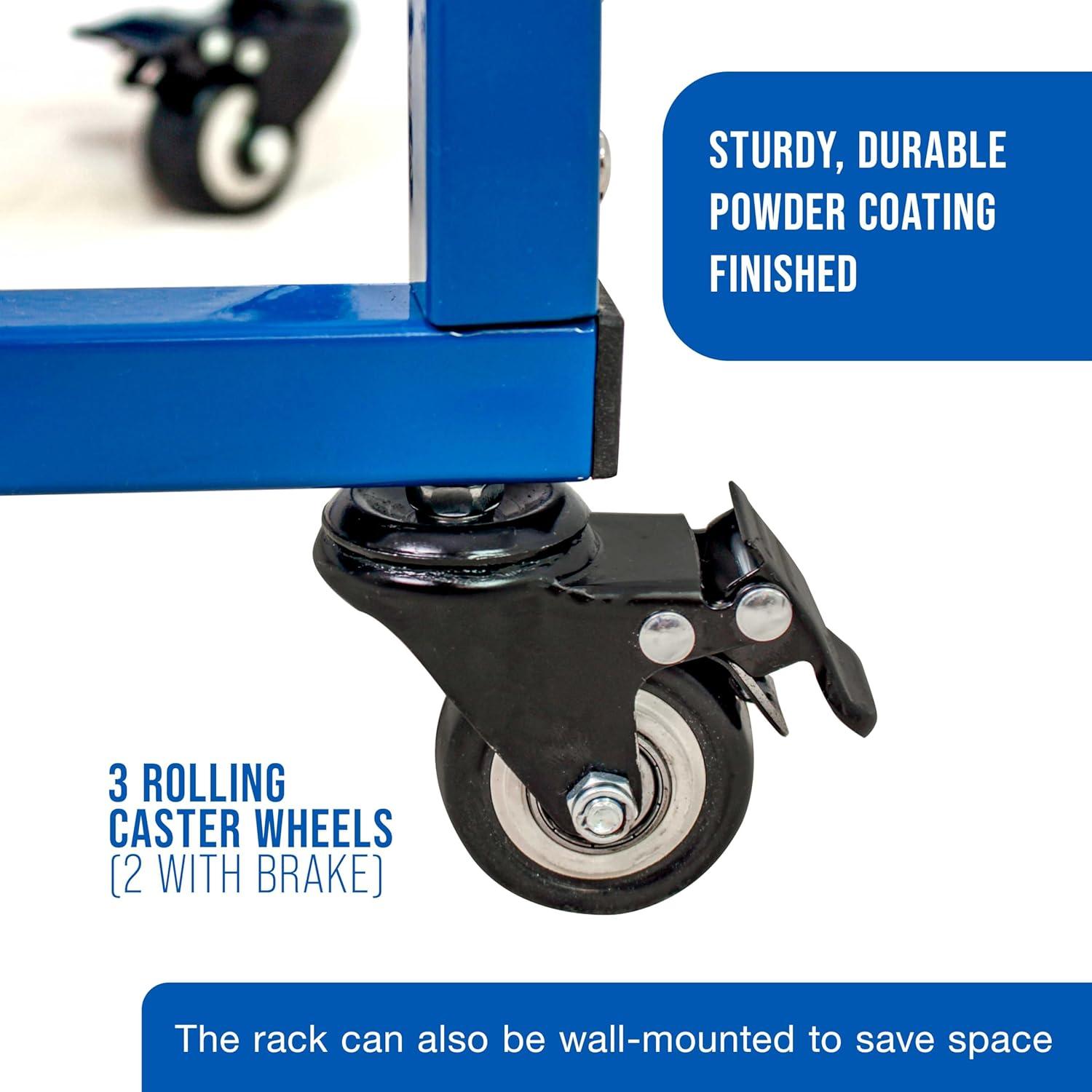 U.S. Art Supply 25 Shelf Art Drying Rack for Classrooms and Studios - Mobile Wheels, Wall Mountable, 25 Removable Shelves - Stack Store Artwork, Canvases Paintings Drawings - 14.5" D x 17.5" W x 38" H