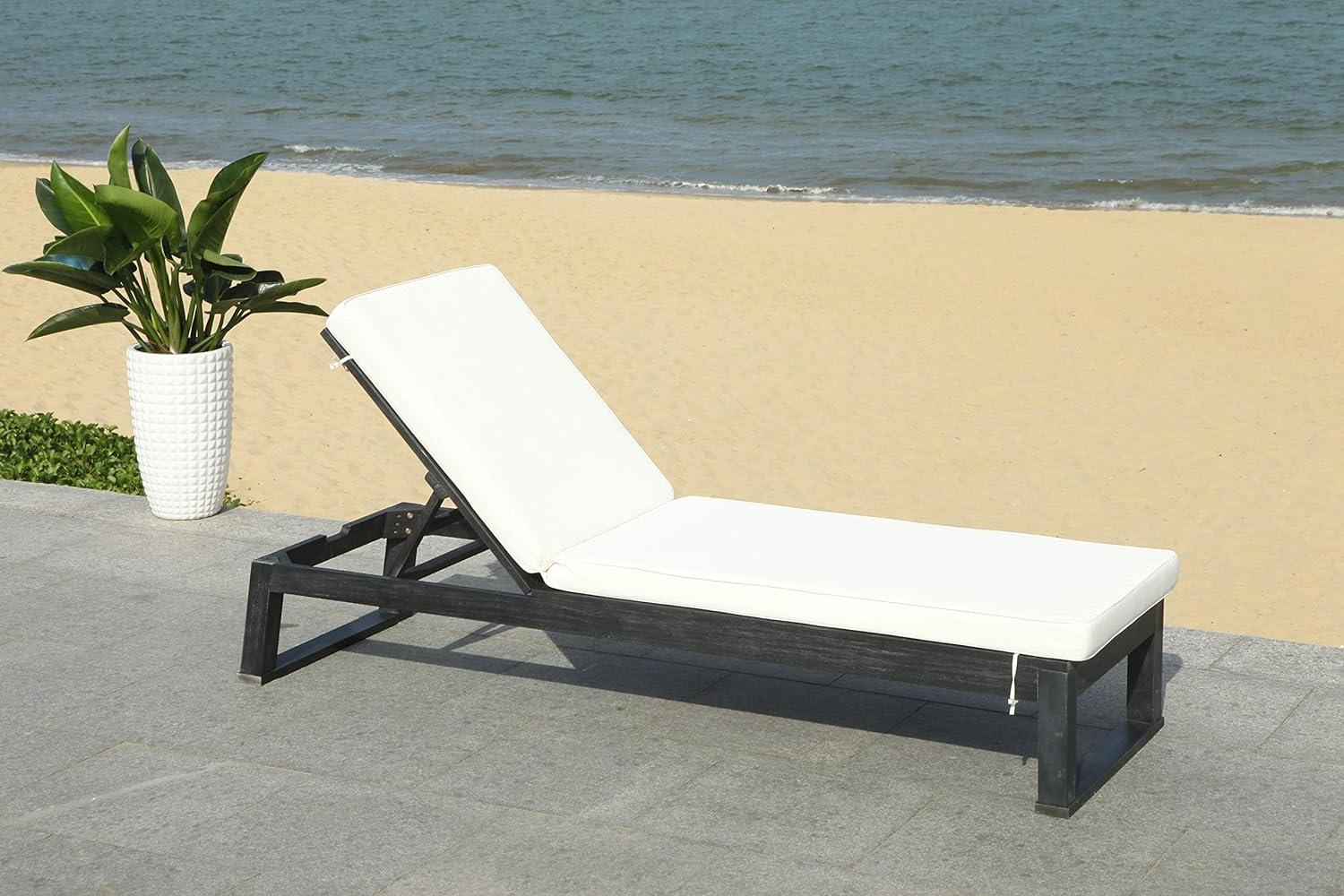 Contemporary Black & Beige Hanging Chaise Lounger with Cushions