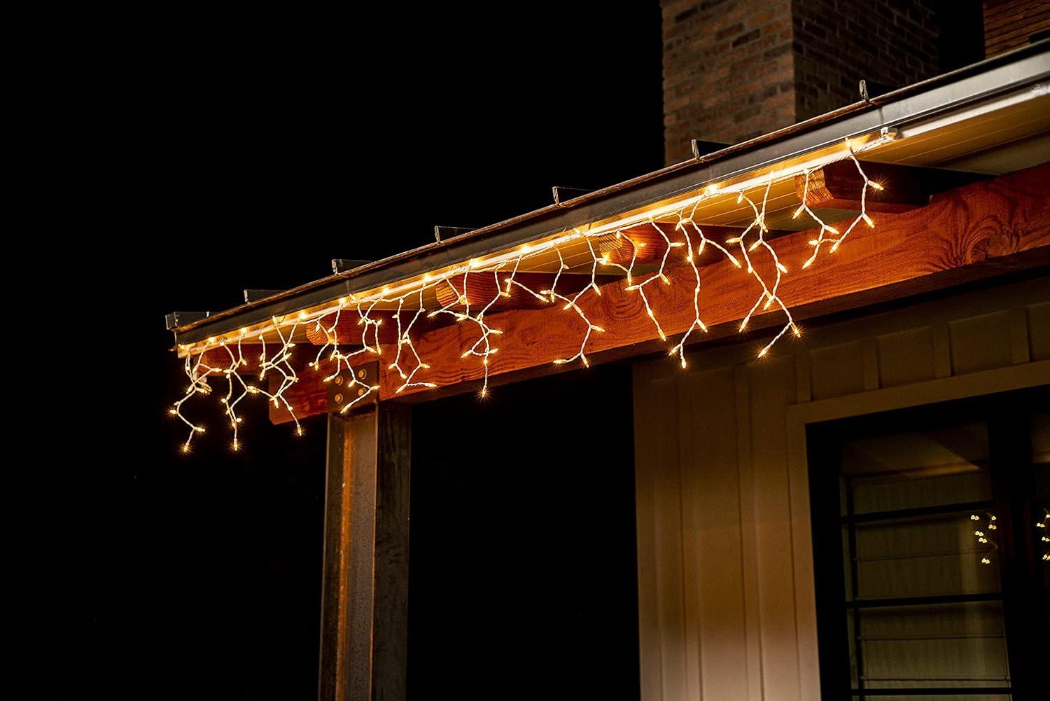 Warm White LED Outdoor Icicle Christmas Lights