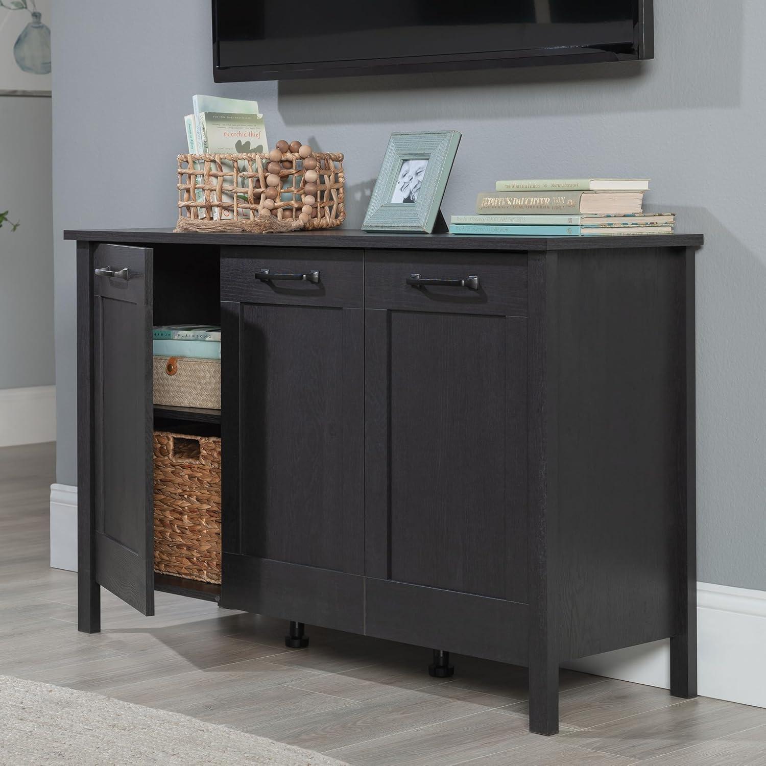 Raven Oak 3-Door Freestanding Storage Cabinet with Adjustable Shelving