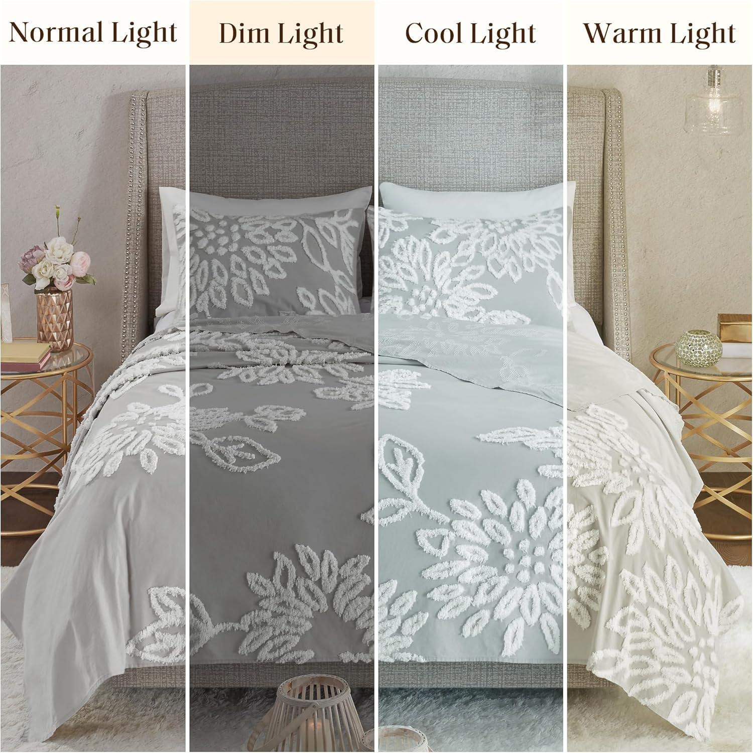3pc King/California King Danica Tufted Chenille Floral Comforter Set Gray/White - Madison Park