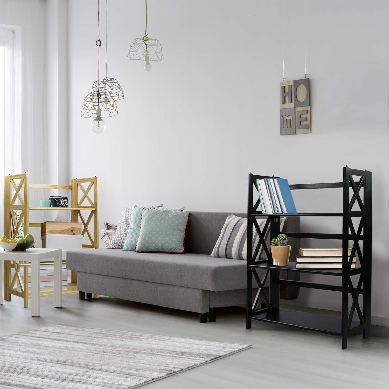 Casual Home 301-32 Montego 3-Shelf Folding Bookcase, Black