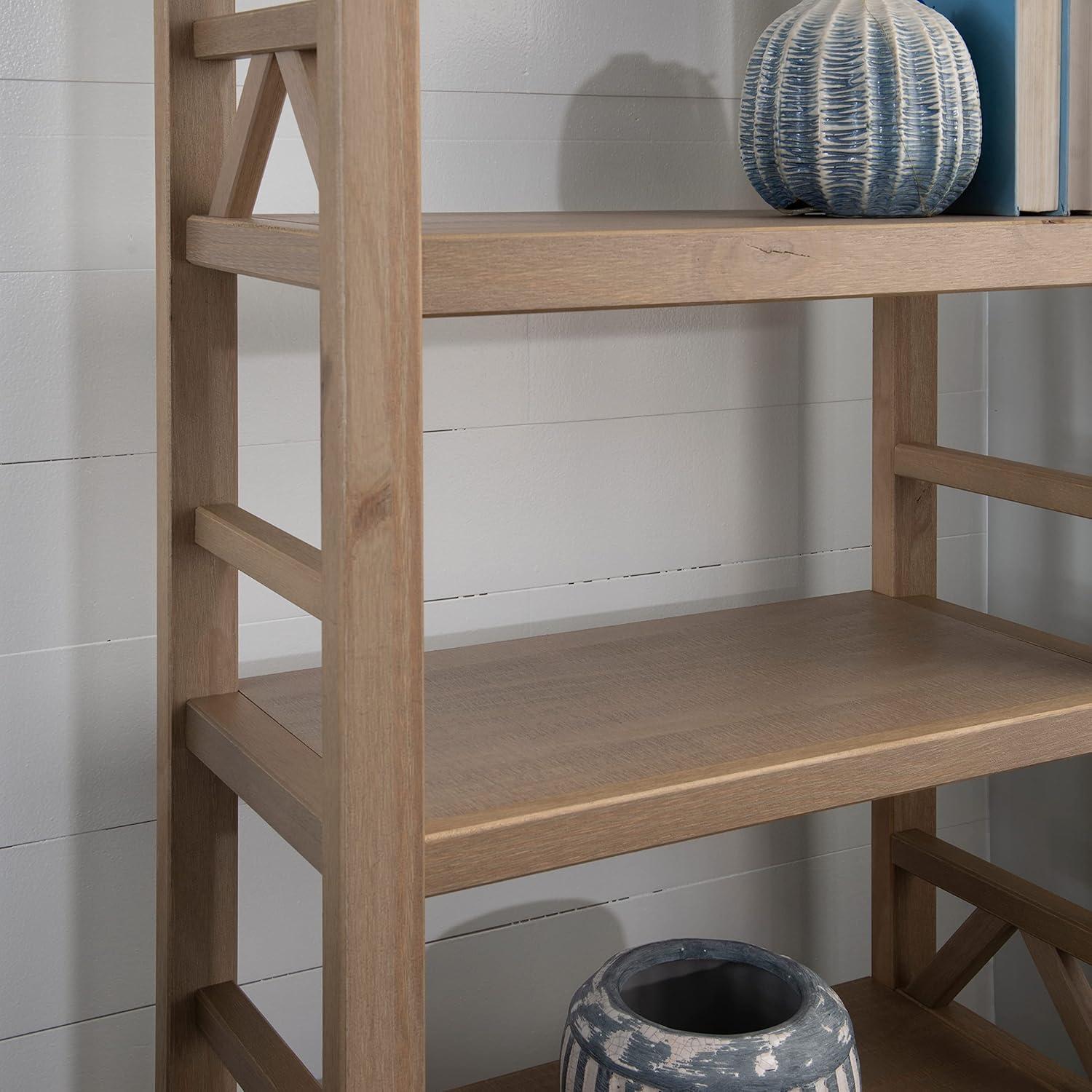 54.45" Original PT - Titian Transitional Solid Wood Display and Storage Bookshelf Driftwood - Linon