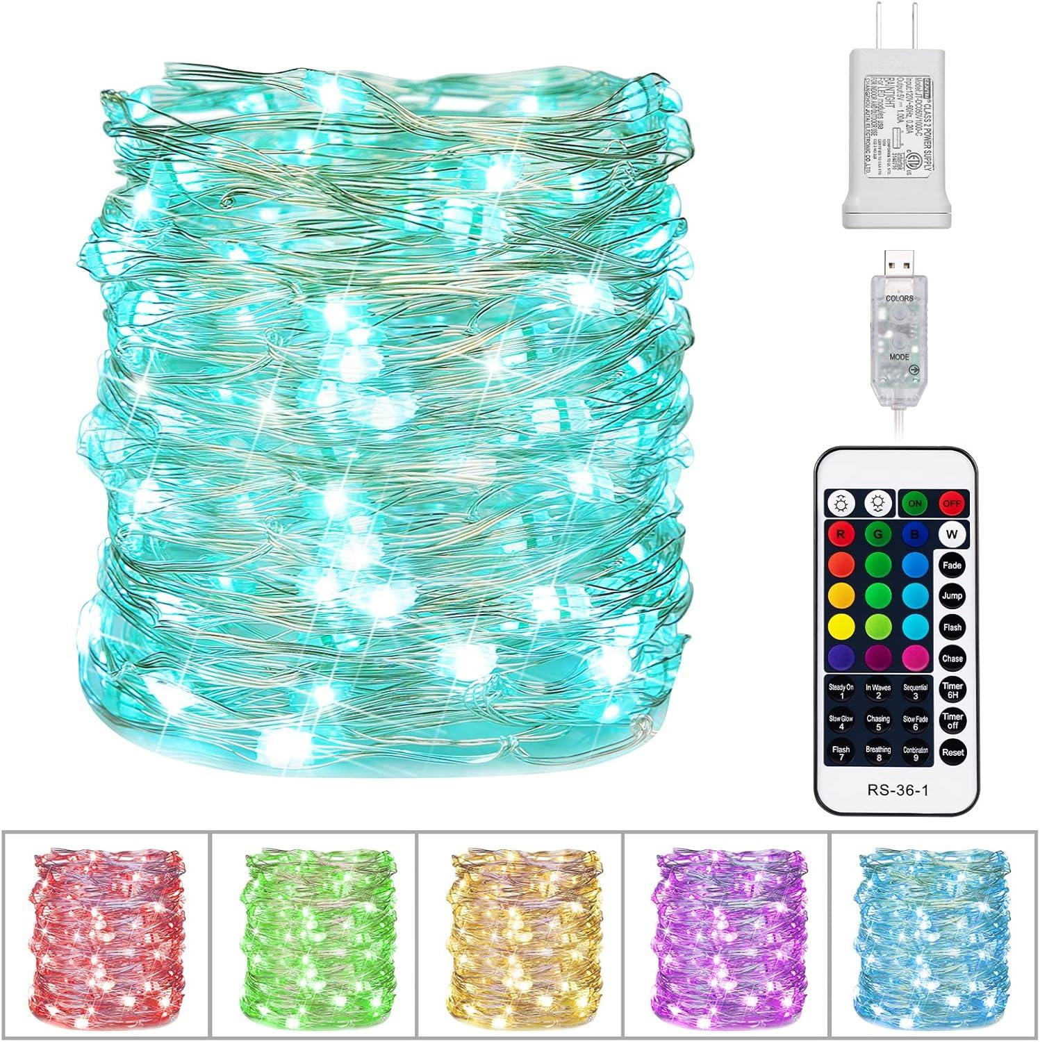 33FT Color-Changing LED Fairy String Lights with Remote