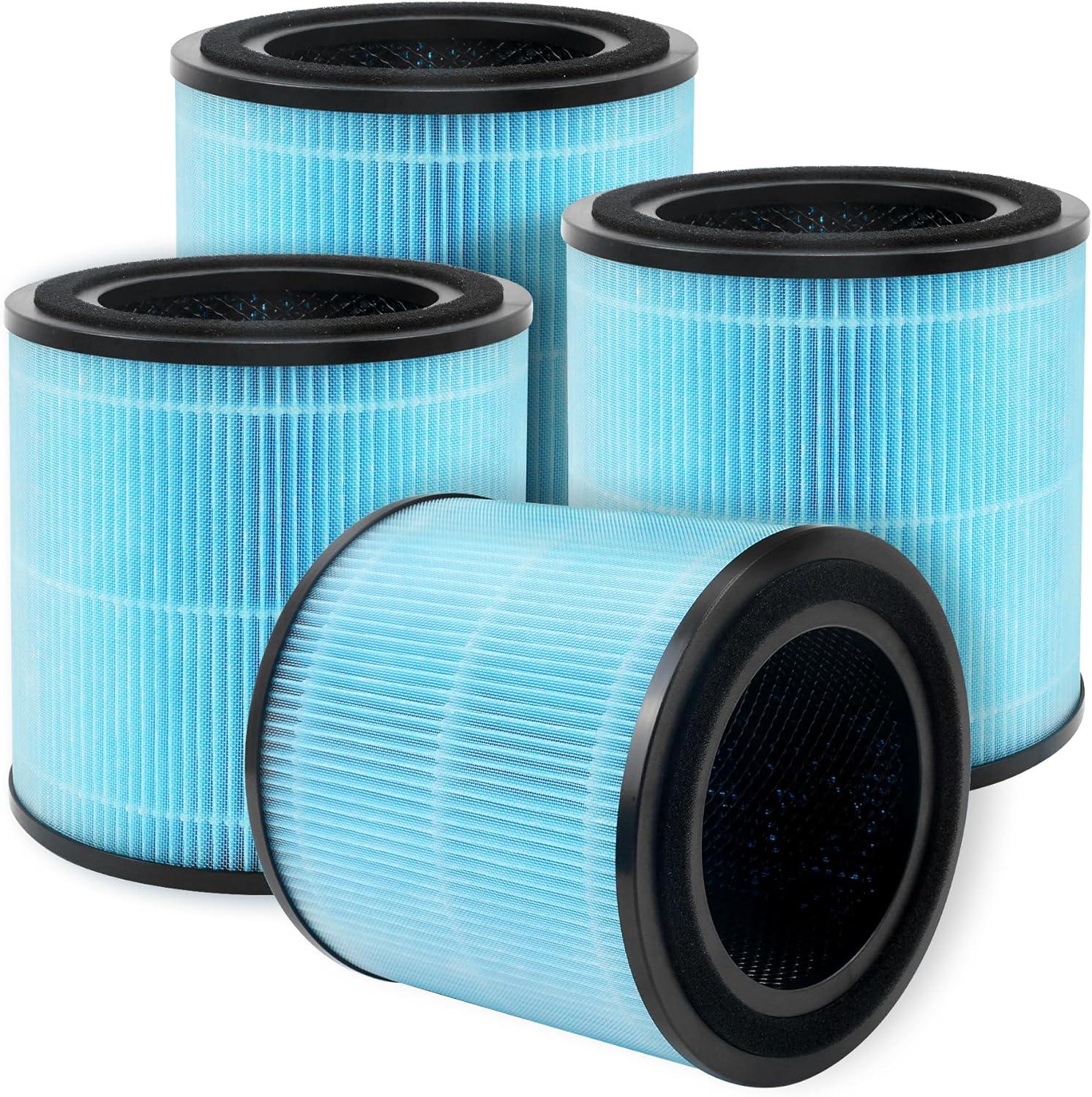 High-Efficiency Blue Air Purifier Replacement Filters, 4-Pack