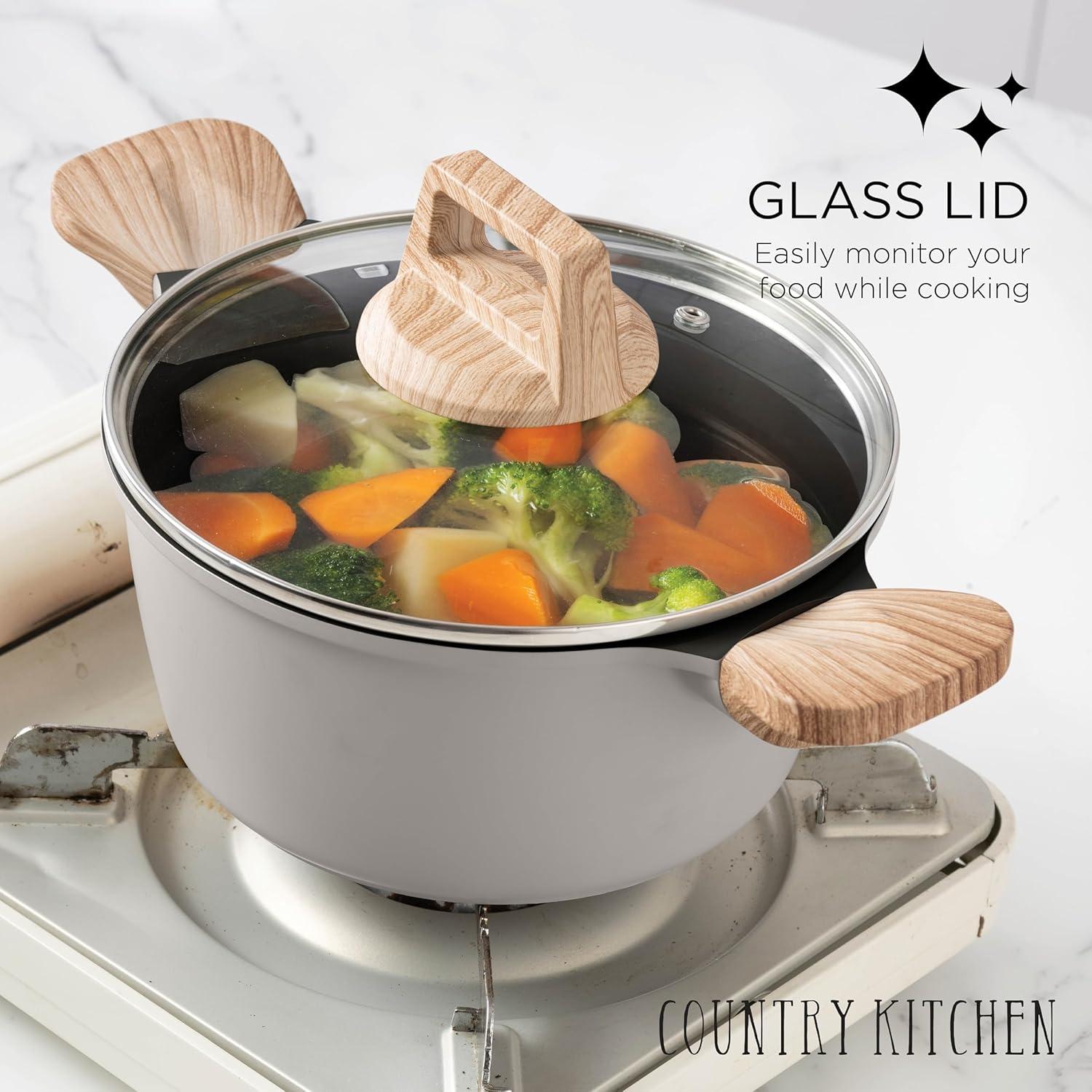 14-Piece Gray Nonstick Cast Aluminum Cookware Set with Bakelite Handles