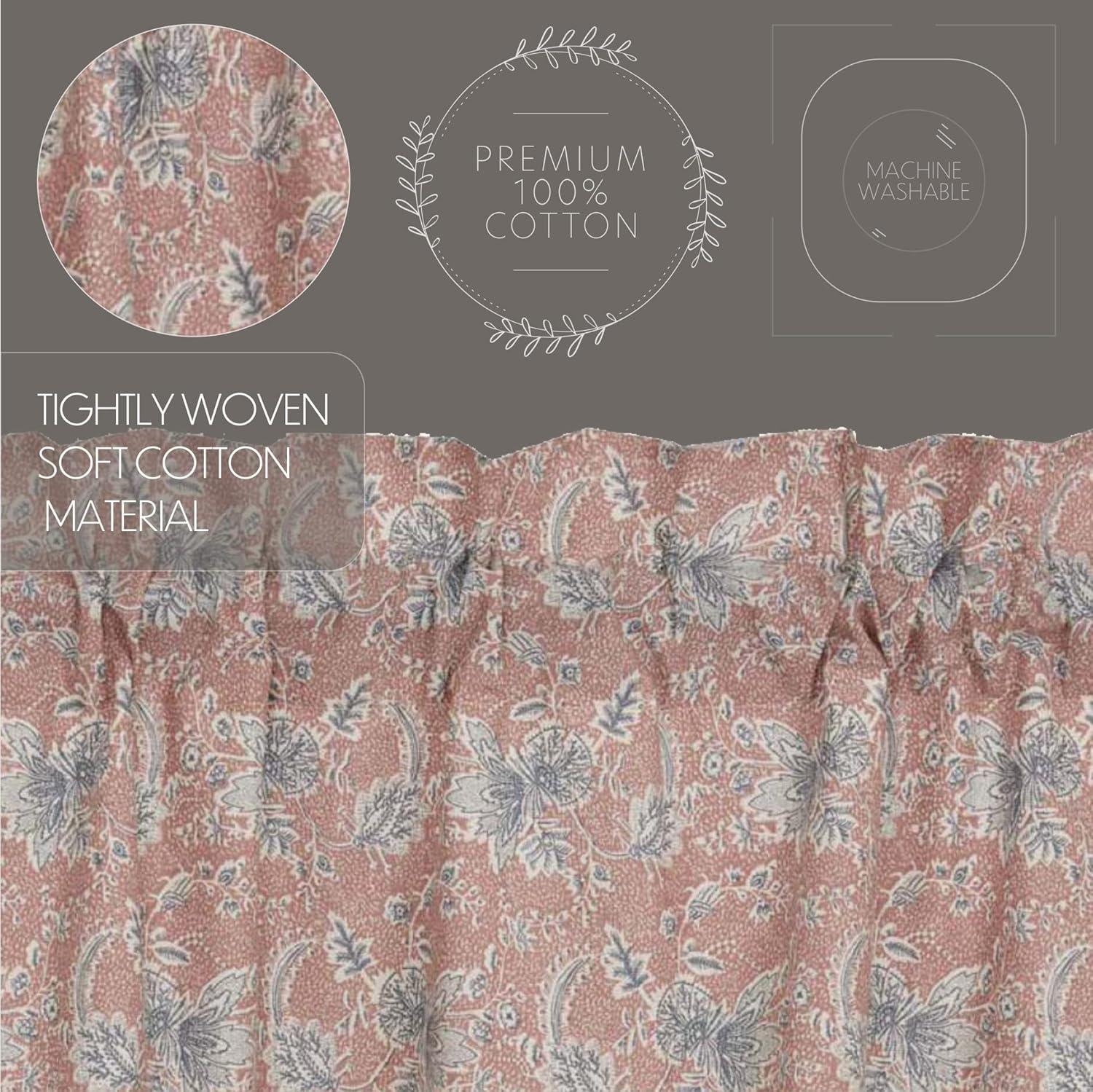 VHC Brands Kaila Country Cottage Vintage Floral Kitchen Curtain Valance 16x60