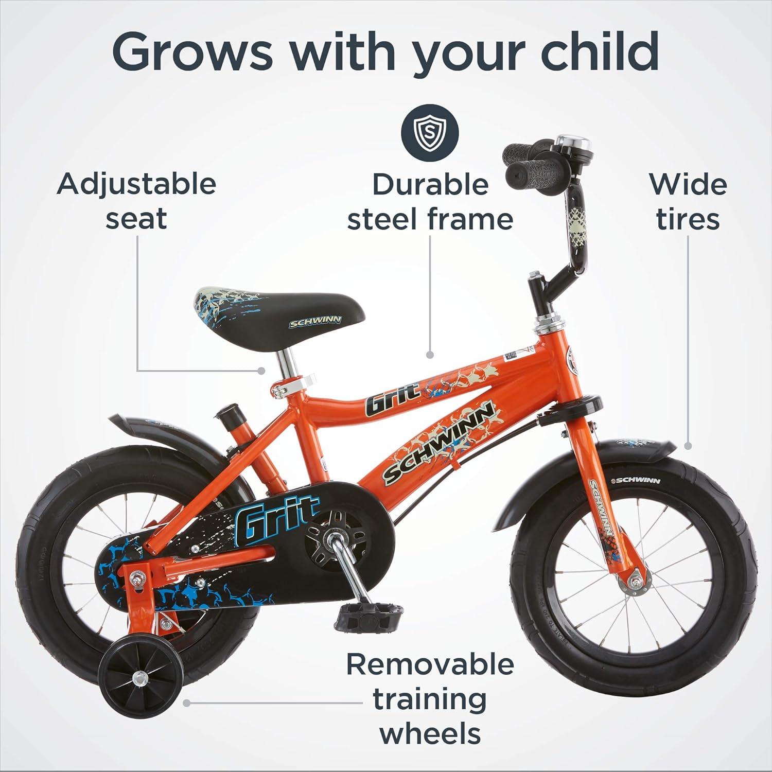 12" Schwinn Orange Grit Boys' Bike with Removable Push Handle