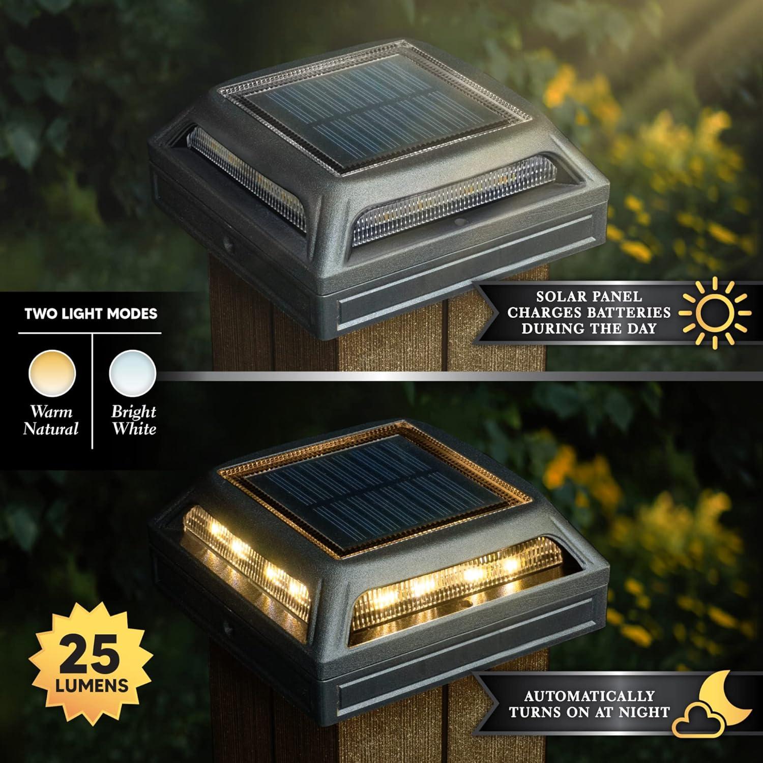 Classy Caps Sld505b Muskoka 4-3/4" Square Selectable Color Temperature Led Solar Post Cap