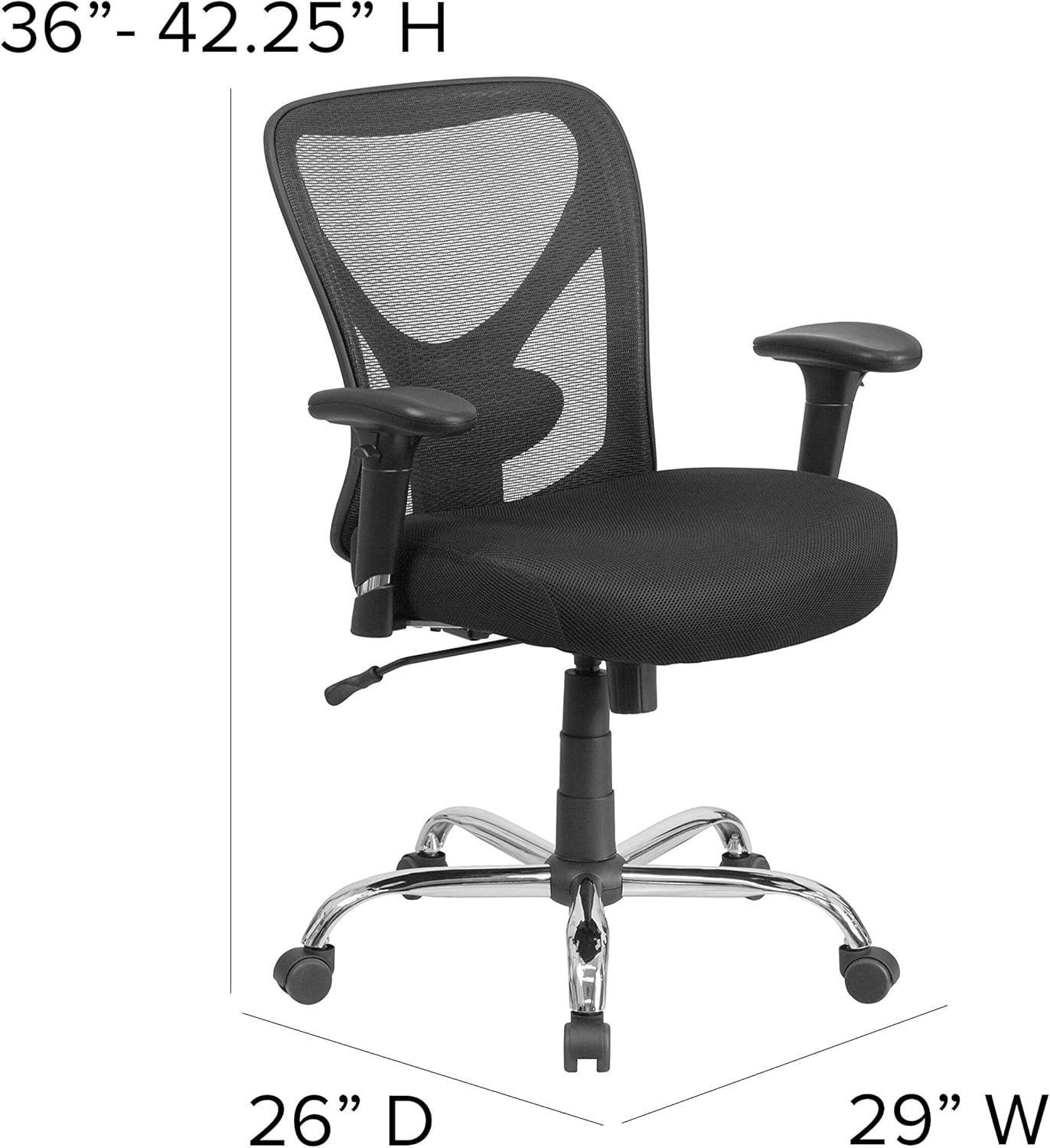 Flash Furniture Big & Tall Office Chair | Adjustable Height Mesh Swivel Office Chair with Wheels