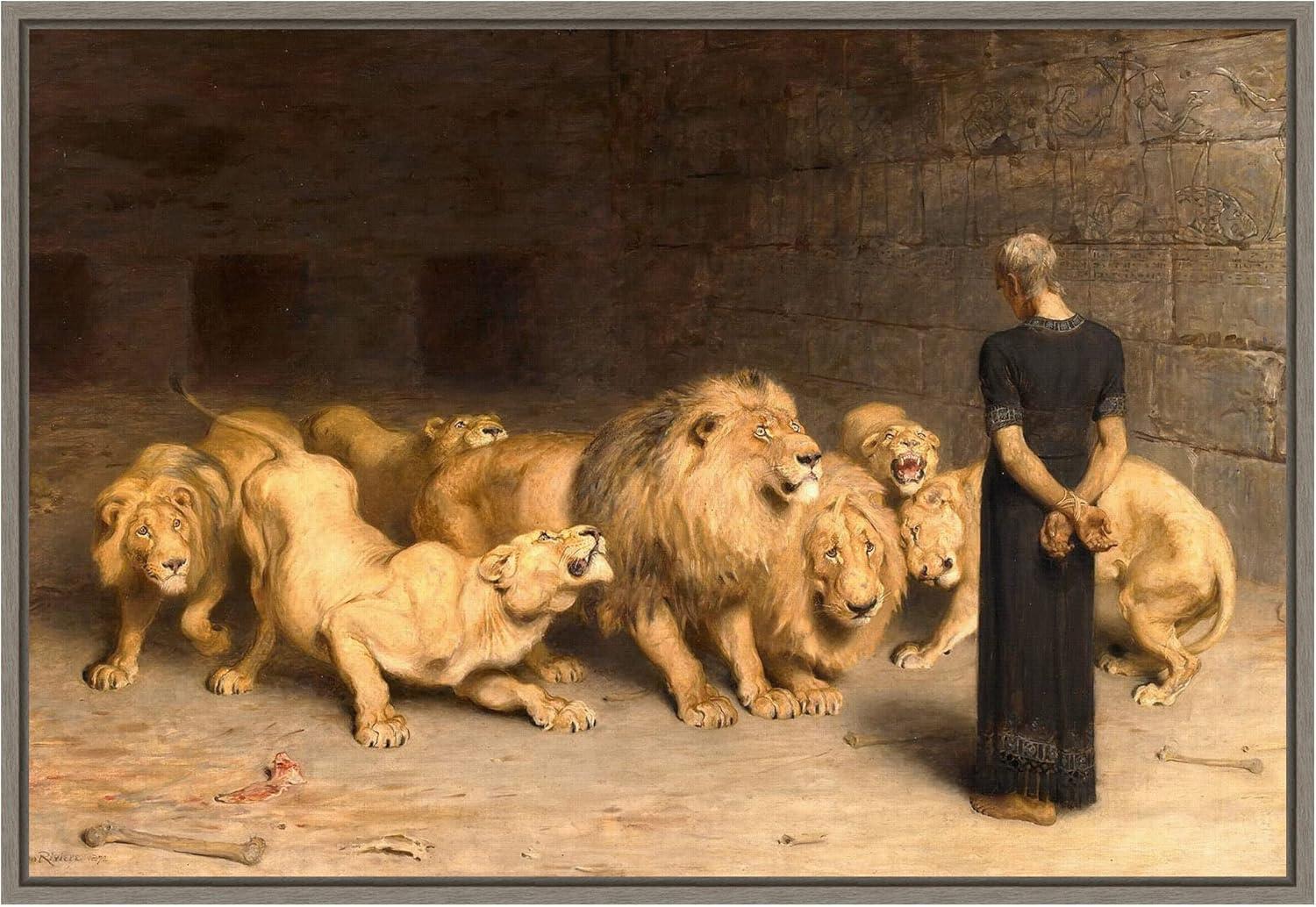 Daniel in the Lions' Den Earth Tones Canvas Print