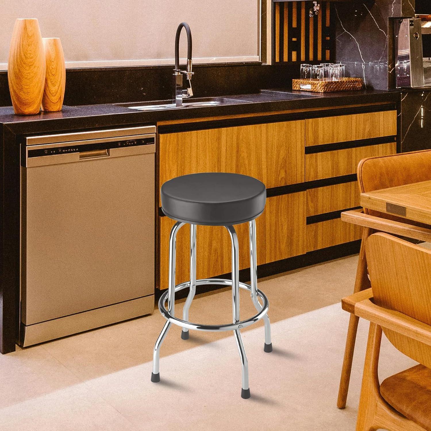 Torin Swivel Bar Stool: Padded Garage/Shop Seat with Chrome Plated Legs, 28.74 Inch Height,Black,W6185-B