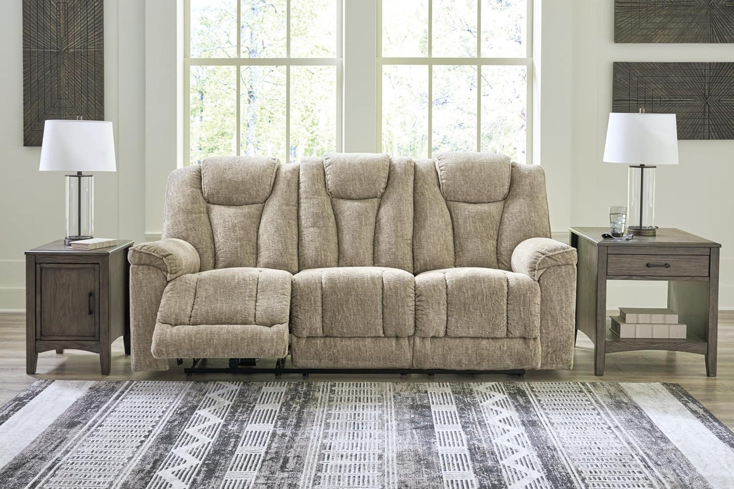 Gray Fabric Power Reclining Sofa with Pillow-top Arm