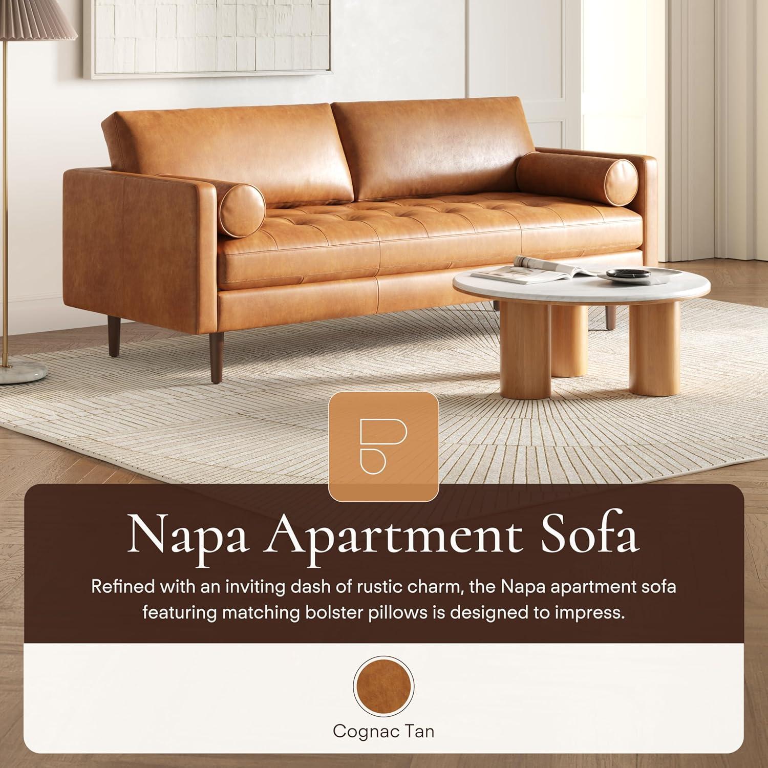 Napa 72'' Full-Grain Genuine Italian Leather Sofa