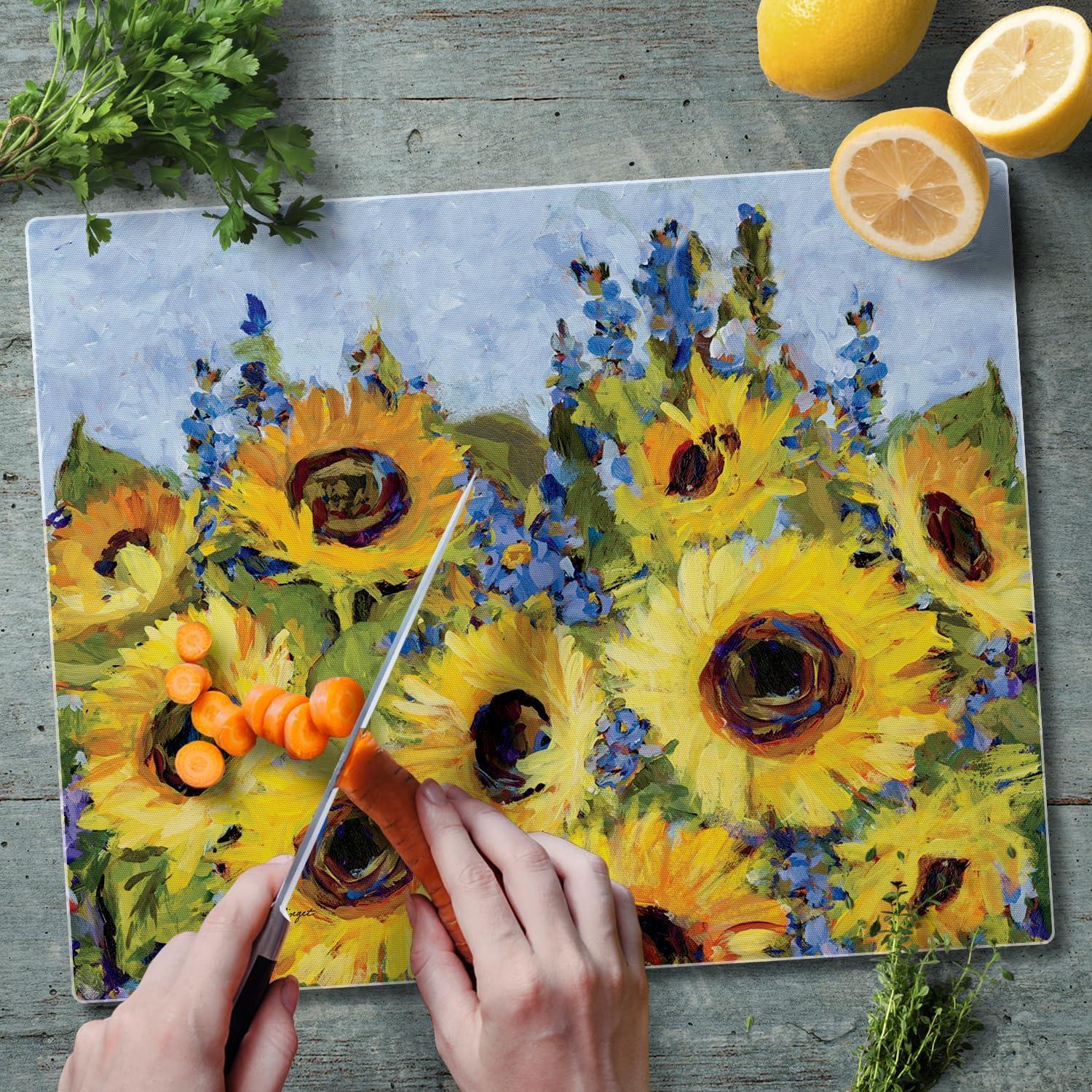 CounterArt Gallery of Sunflowers 3mm Tempered Glass Cutting Board