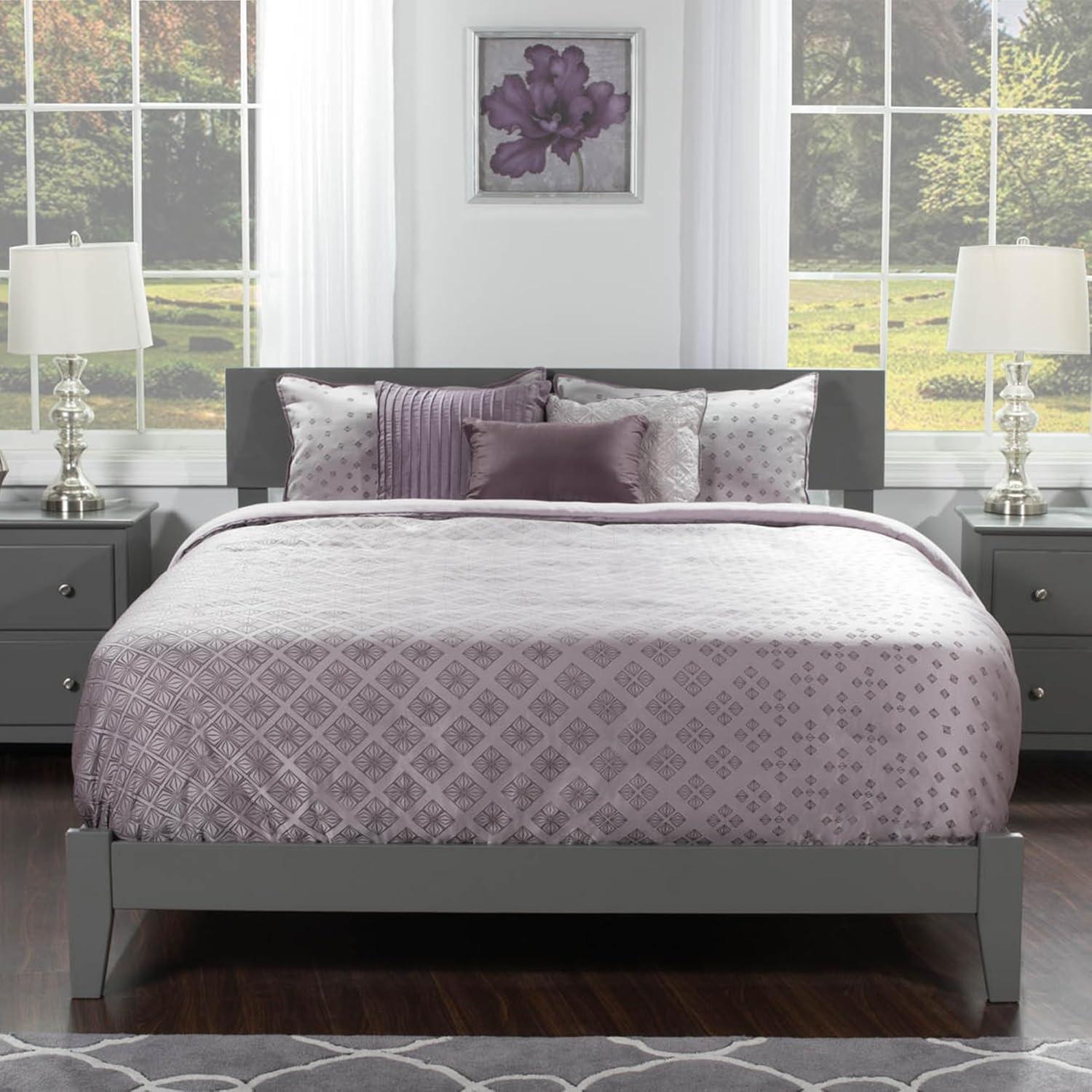 AFI Furnishings Orlando Full Traditional Bed with Open Footboard and Turbo Charger in Grey