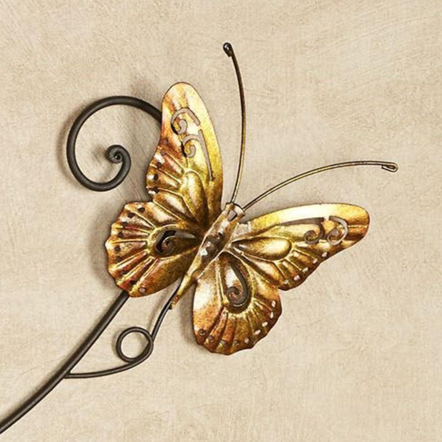 Golden Green Metal Butterfly Wall Art Sculpture