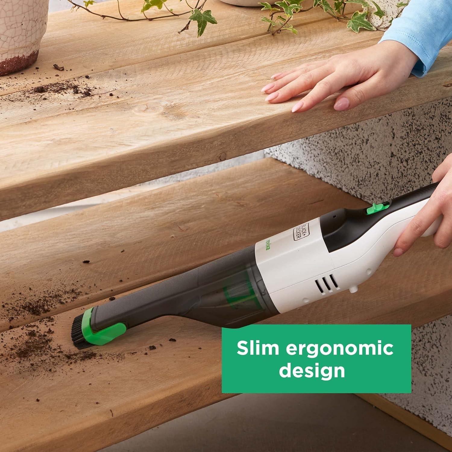 BLACK+DECKER Reviva 8V MAX* Cordless Hand Vacuum with Charger, Filter and Brush Crevice Tool, (REVHV8J40)