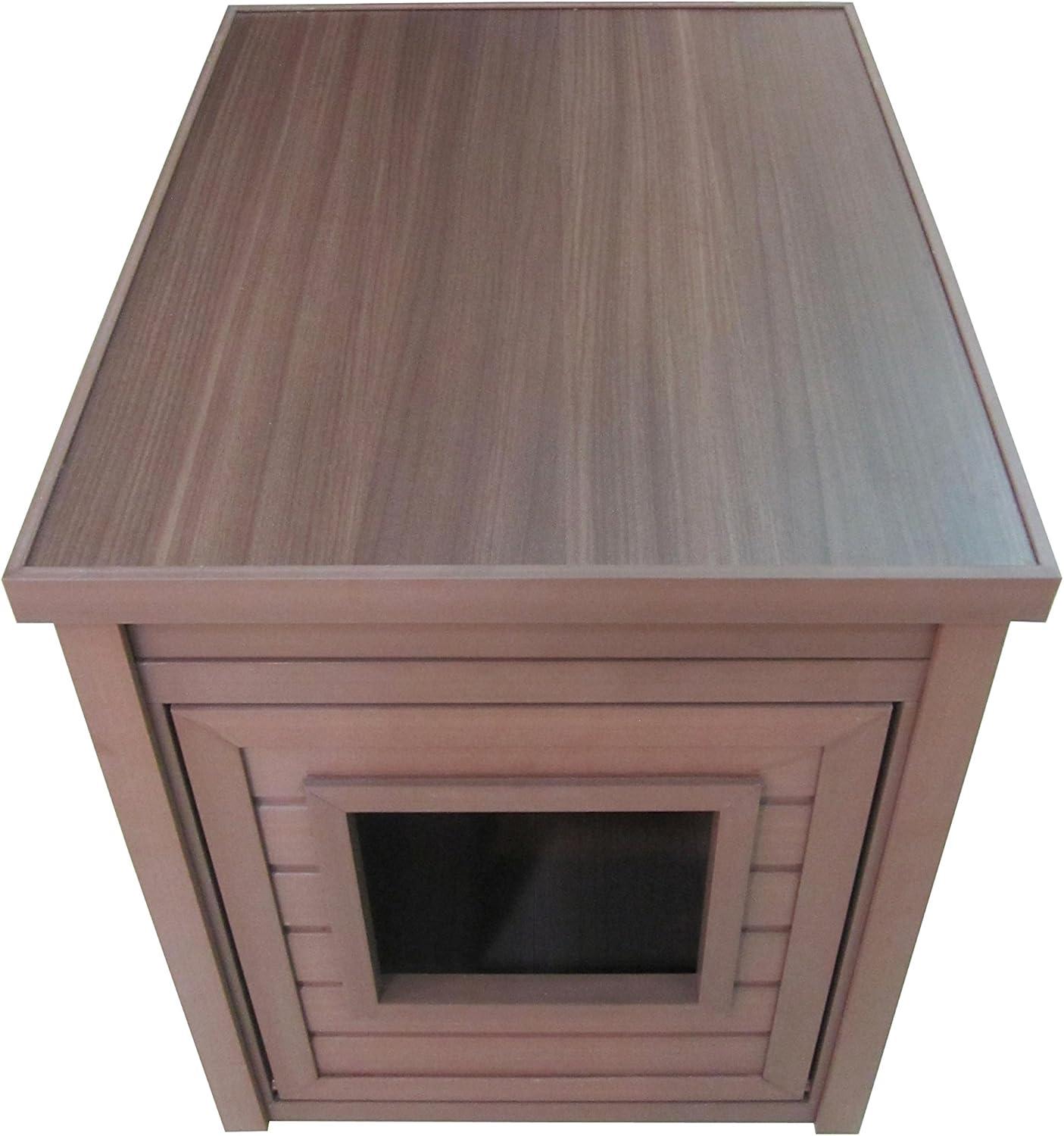 New Age Pet® ECOFLEX® Litter Loo® Litter Box Enclosure End Table, Durable and Eco-Friendly Wood Plastic Composite, Easy to Clean, Flip Down Door for Simple Cleanup, No Tool Assembly- Russset Brown