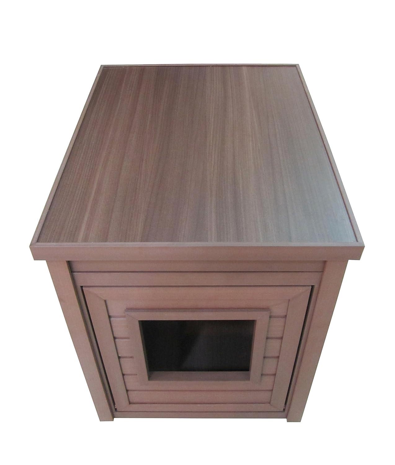 New Age Pet® ECOFLEX® Litter Loo® Litter Box Enclosure End Table, Durable and Eco-Friendly Wood Plastic Composite, Easy to Clean, Flip Down Door for Simple Cleanup, No Tool Assembly- Russset Brown