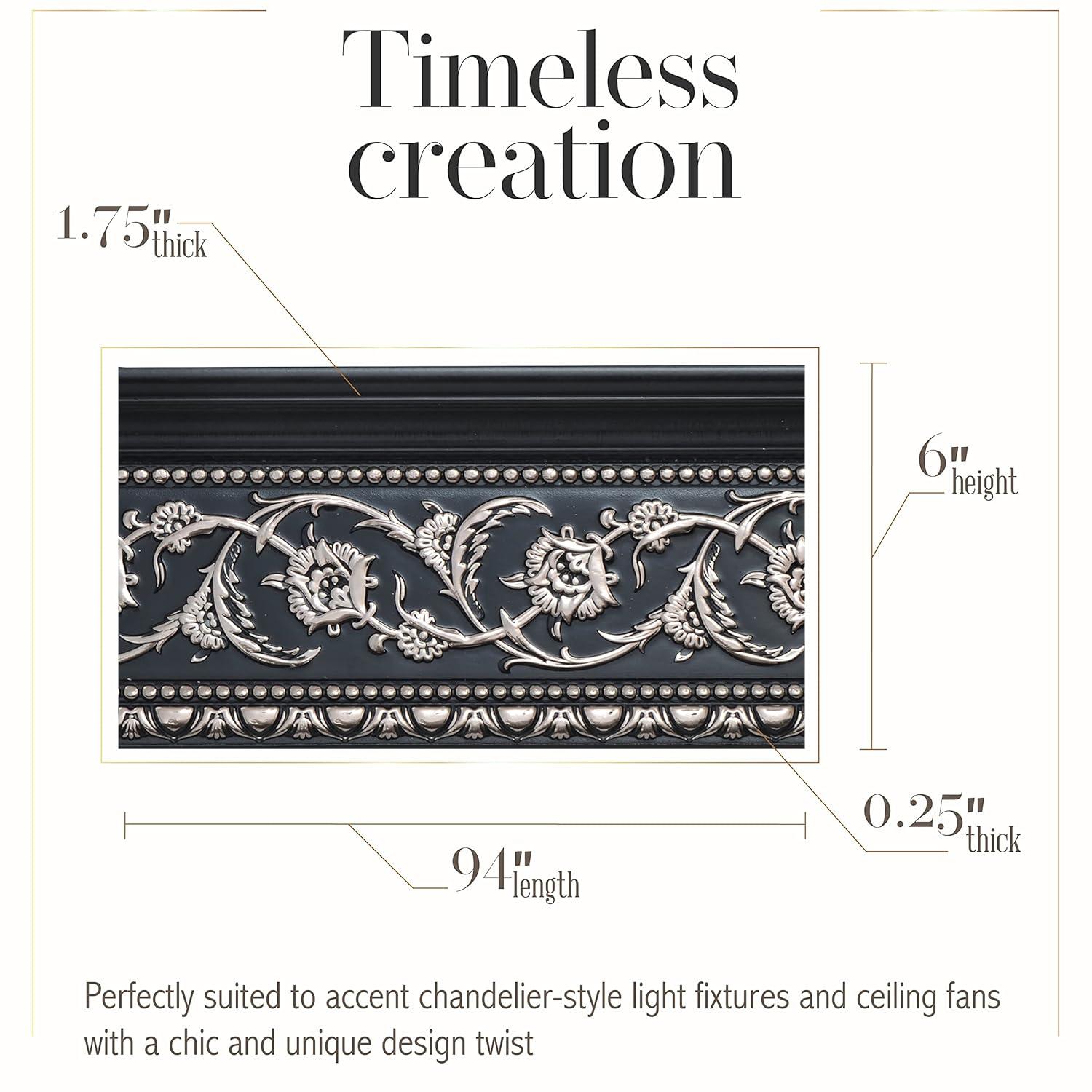 AFD Silver Floral and Black Crown Moulding 94 Inch