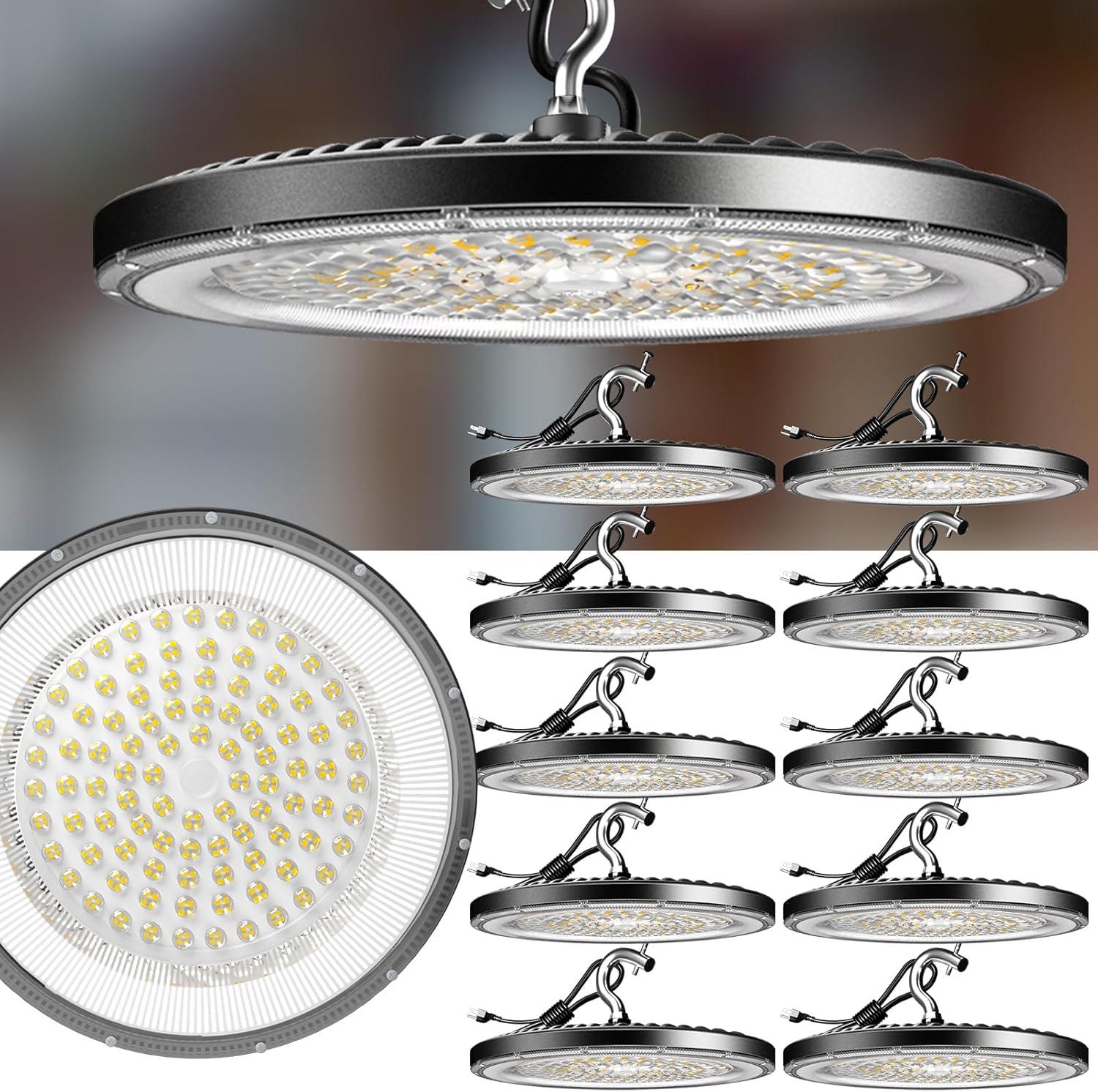 Lightdot 100W LED High Bay Light for Shop/Barn 5000K 14000LM (Eqv. to 400W HPS/MH) High Bay LED Lights with Plug for Commercial Warehouse Lighting-ETL Listed 5Pack