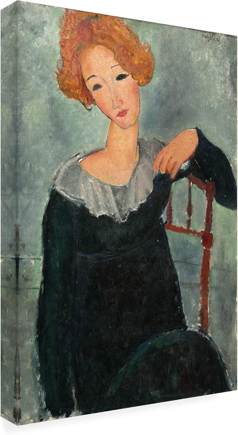 Amedeo Modigliani 'Woman with Red Hair, 1917' Canvas Art - 30 x 47 Inches