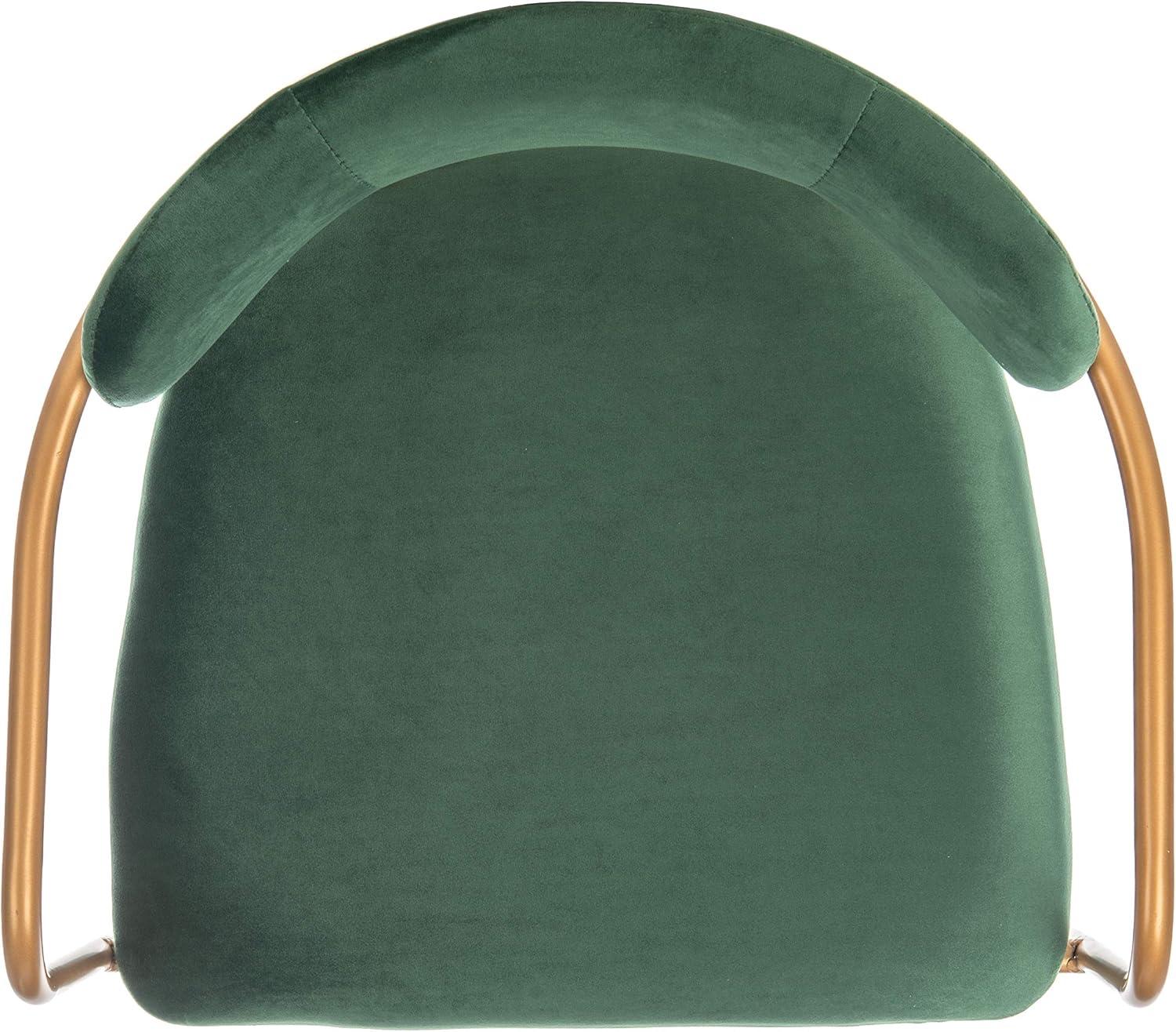 Malachite Green Velvet & Gold Metal Upholstered Side Chair