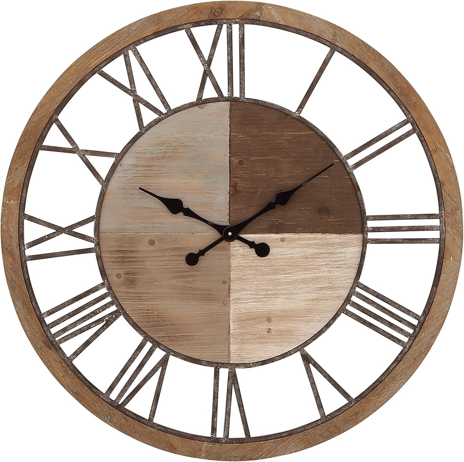 DecMode 36" Brown Wood Wall Clock