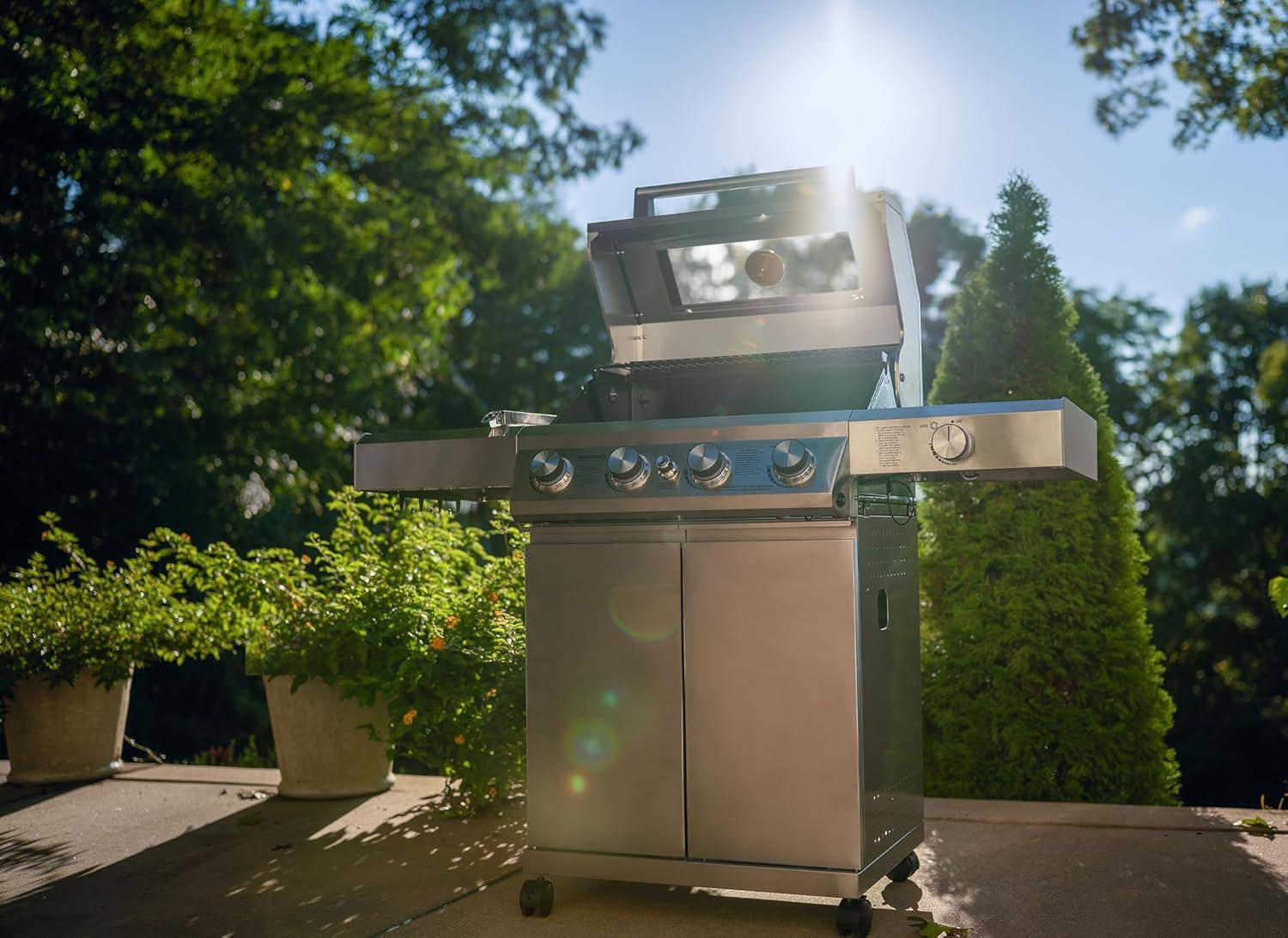 Monument Grills Mesa 400M 4-Burner Liquid Propane 52000 BTU Gas Grill with Side Burner and Cabinet