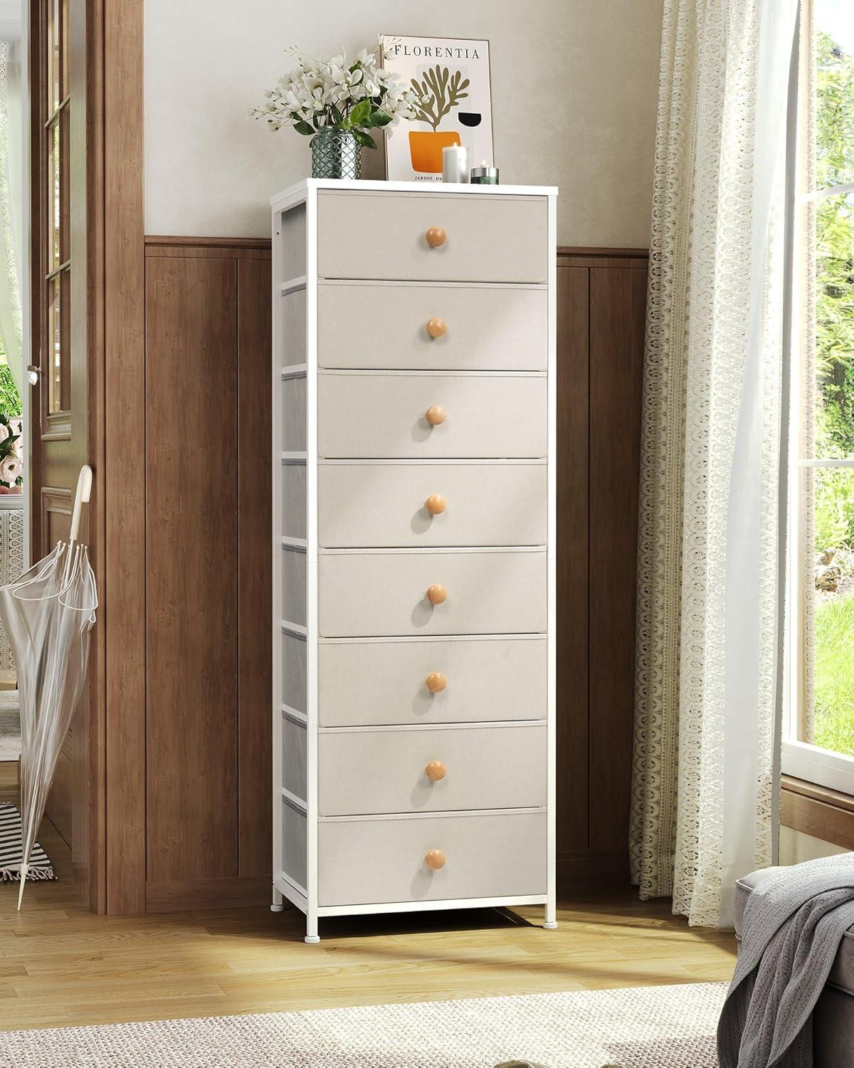 Crestlive Products 7 Drawers dresser for bedroom Chest Furniture Storage Tower Organizer Unit for Bedroom Beige