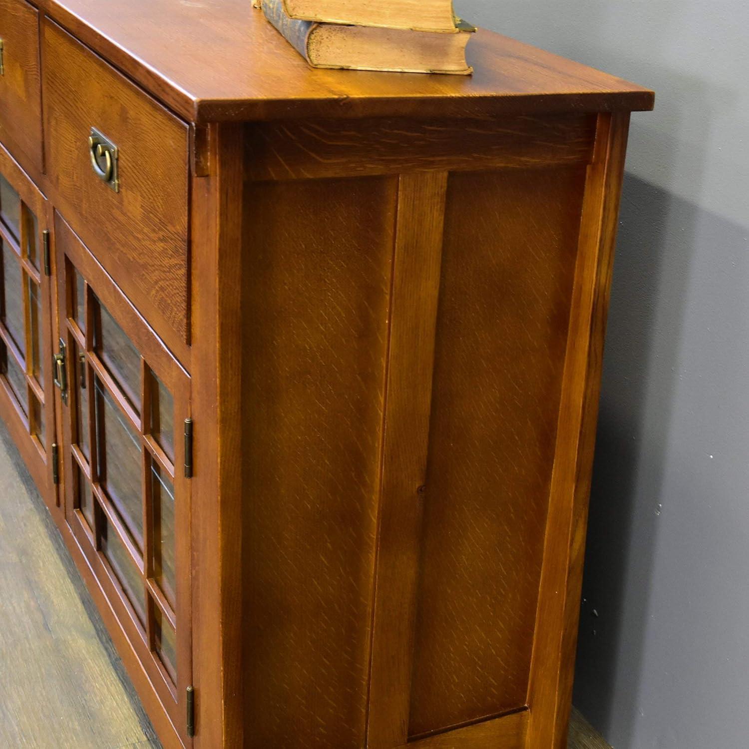 Crafters and Weavers Arts and Crafts Solid Wood Sideboard in Oak