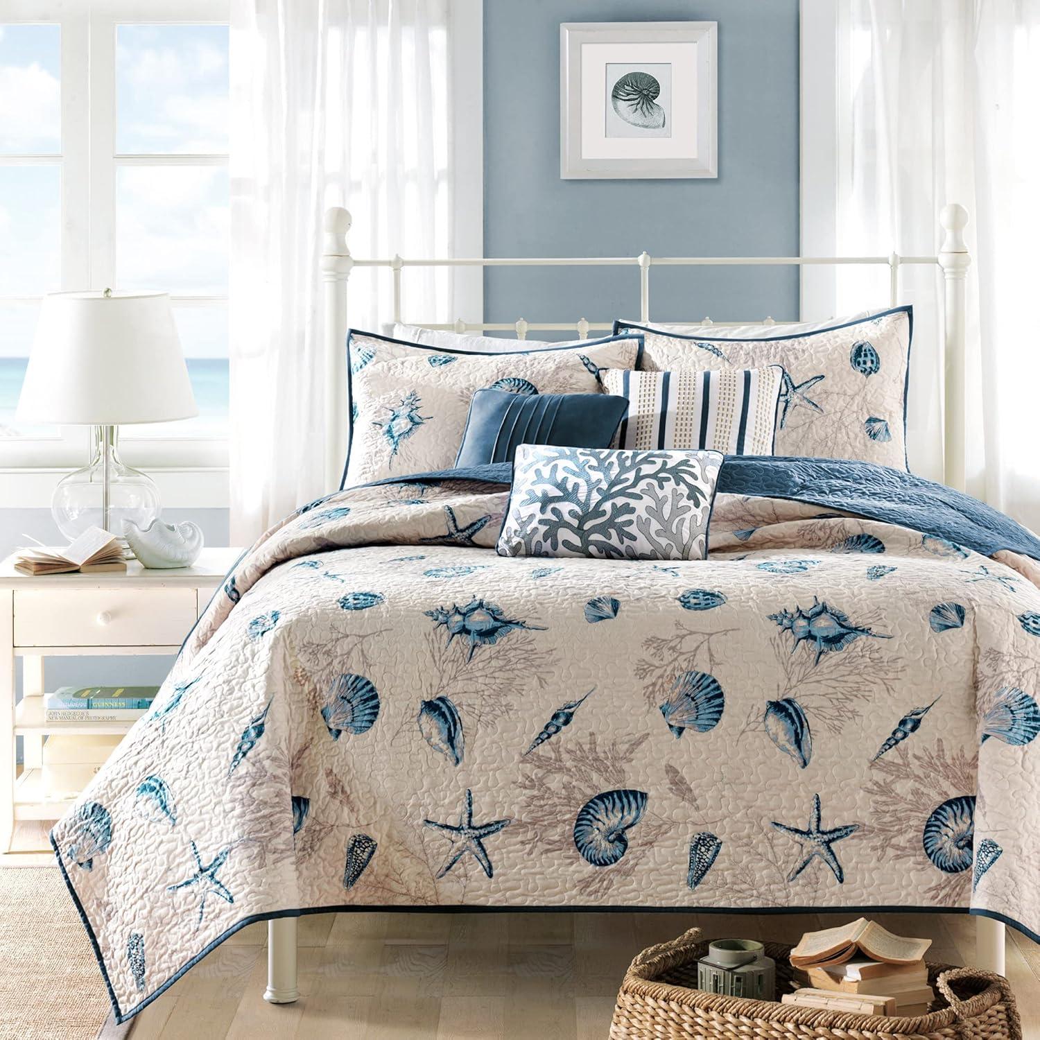 Rockaway Reversible Quilted Coverlet Set Blue - Madison Park