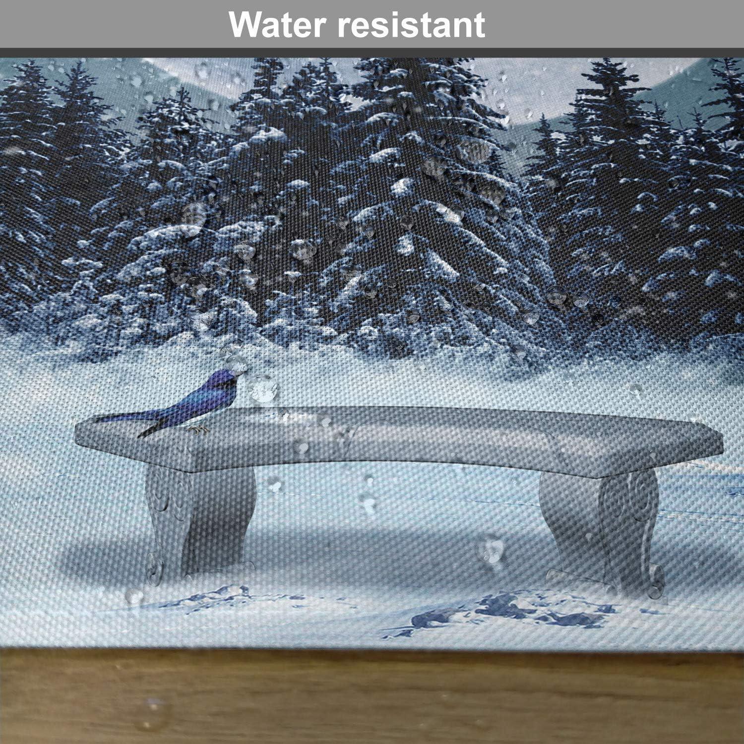 Ambesonne White Place Mats Set of 4, Moonlight Forest Bird, Standard Size, Blue White